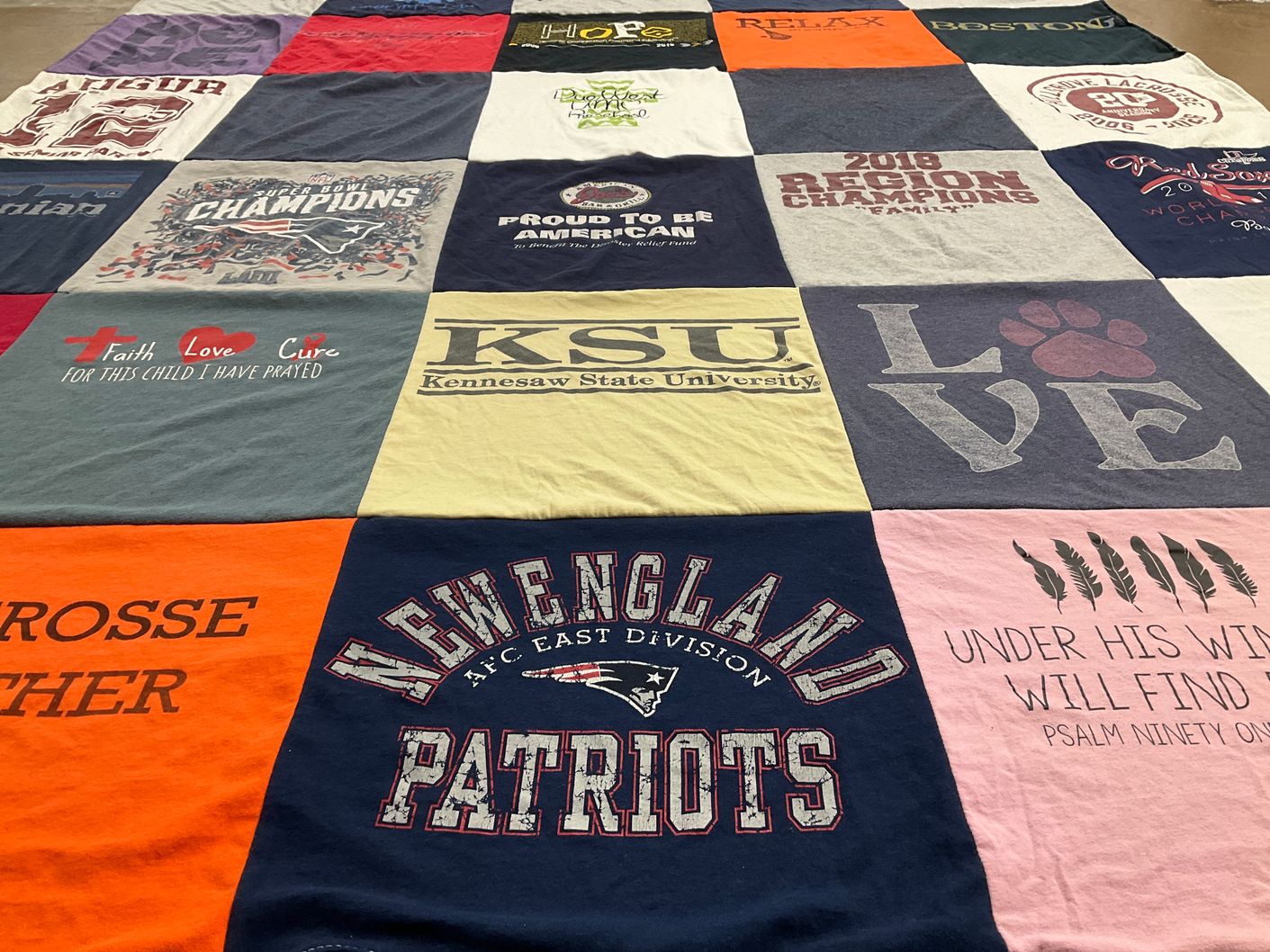 T-shirt quilt featuring new england patriots by Dana from GA