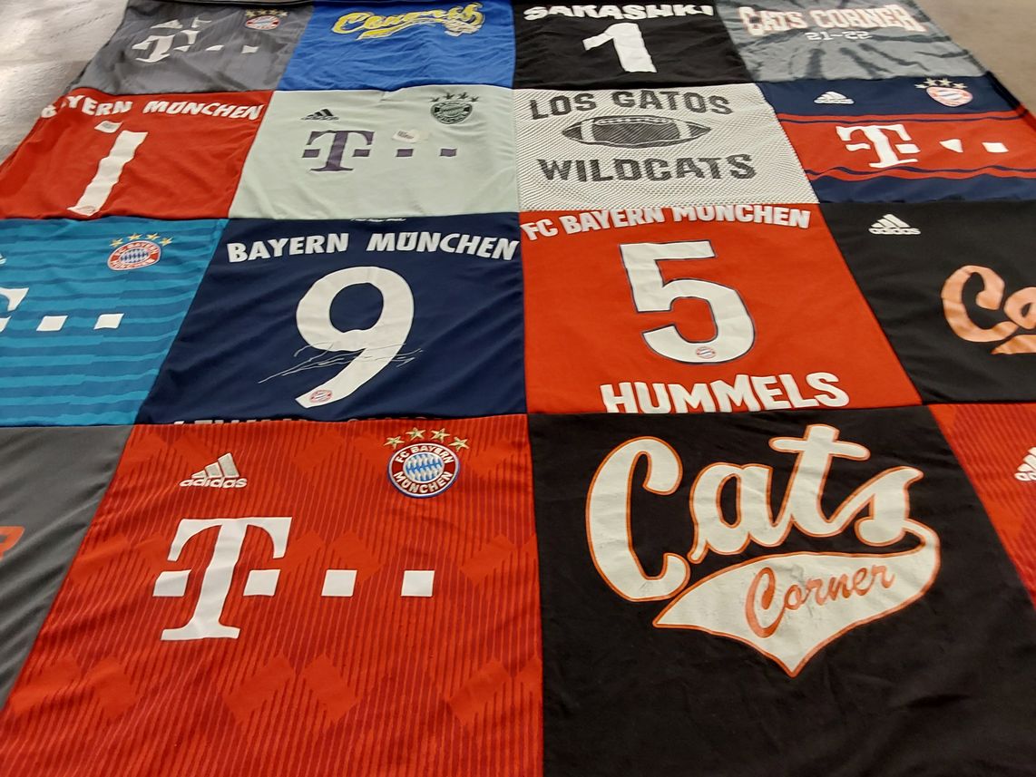 T-shirt quilt featuring bayern munchen, los gatos wildcats by Judith from AL