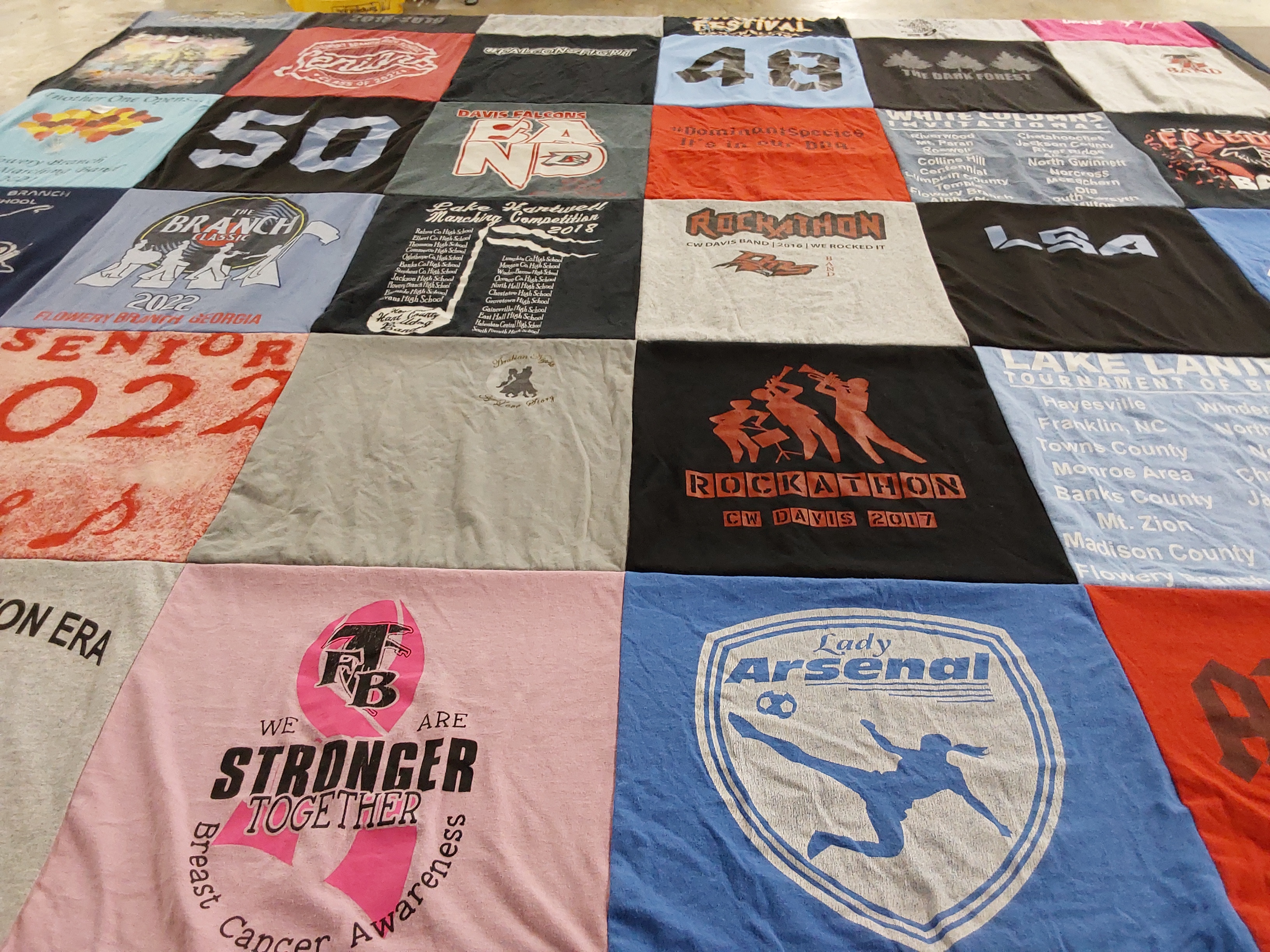T-shirt quilt featuring lady arsenal soccer team by Denise from CA
