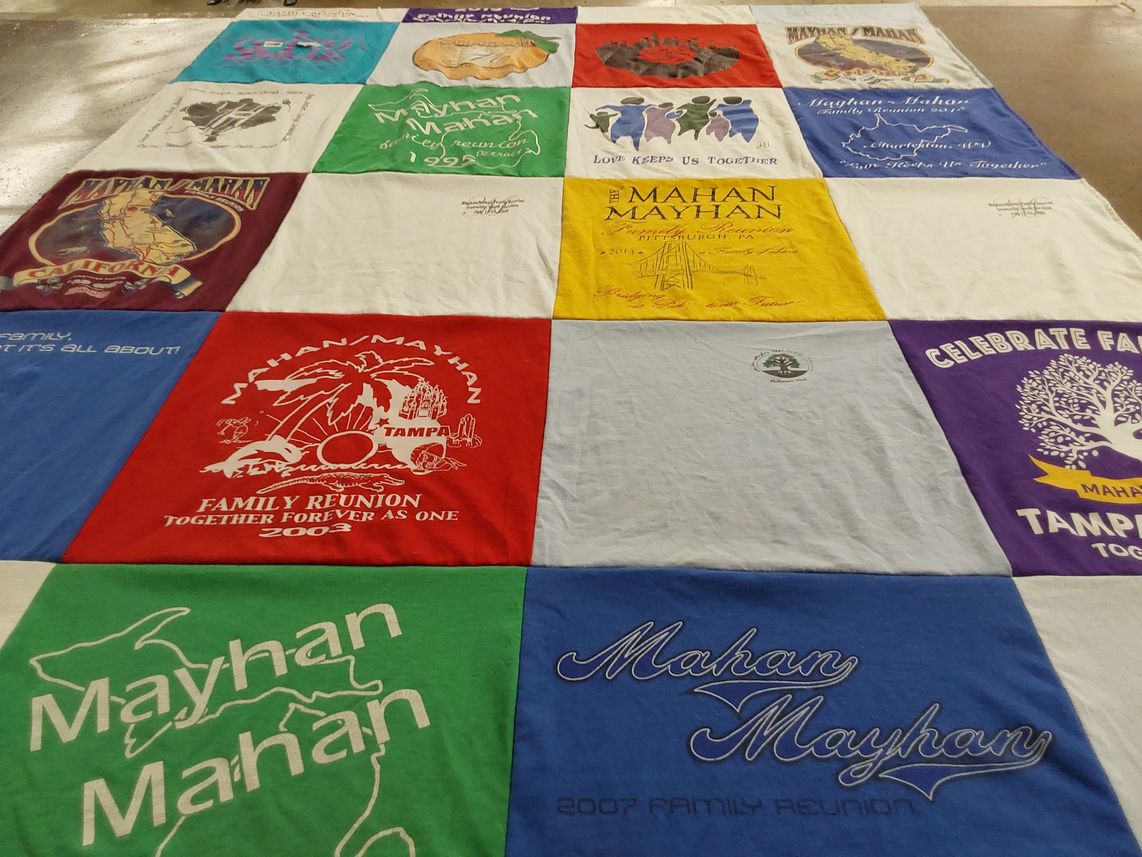 T-shirt quilt with family reunions, celebrations themes by Shanique from NY