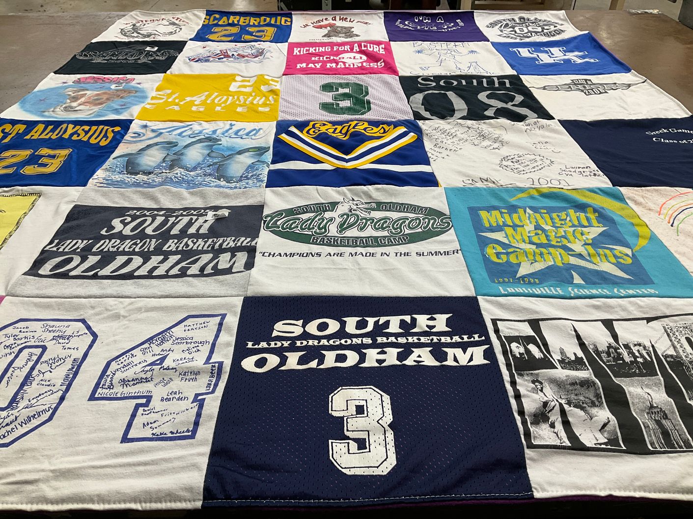 T-shirt quilt featuring lady dragons basketball by Karen from KY
