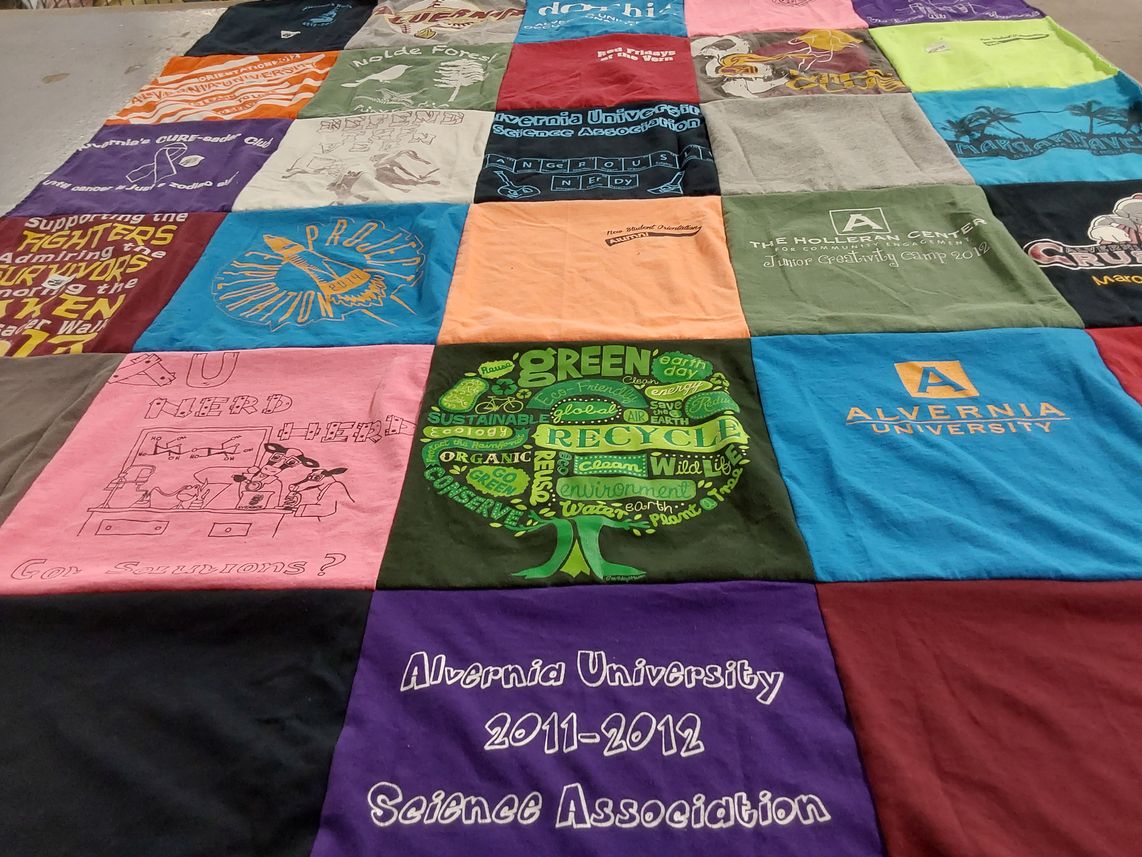T-shirt quilt from alvernia university by Teresa from PA