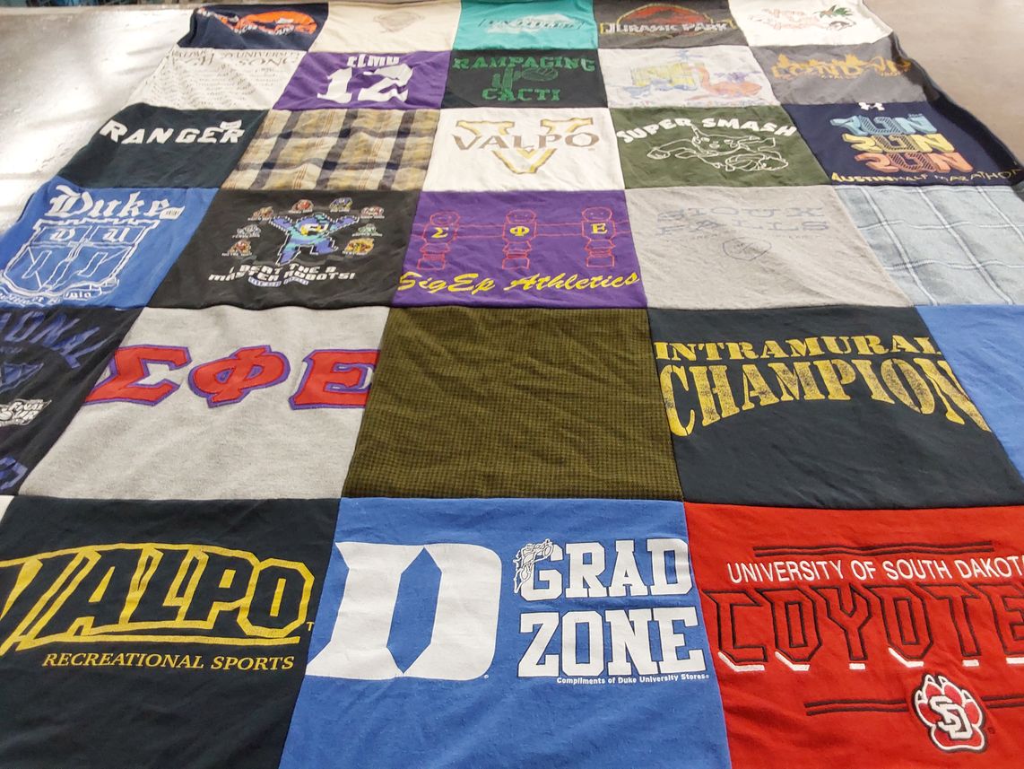 T-shirt quilt from duke university, valparaiso university by Susie from SD