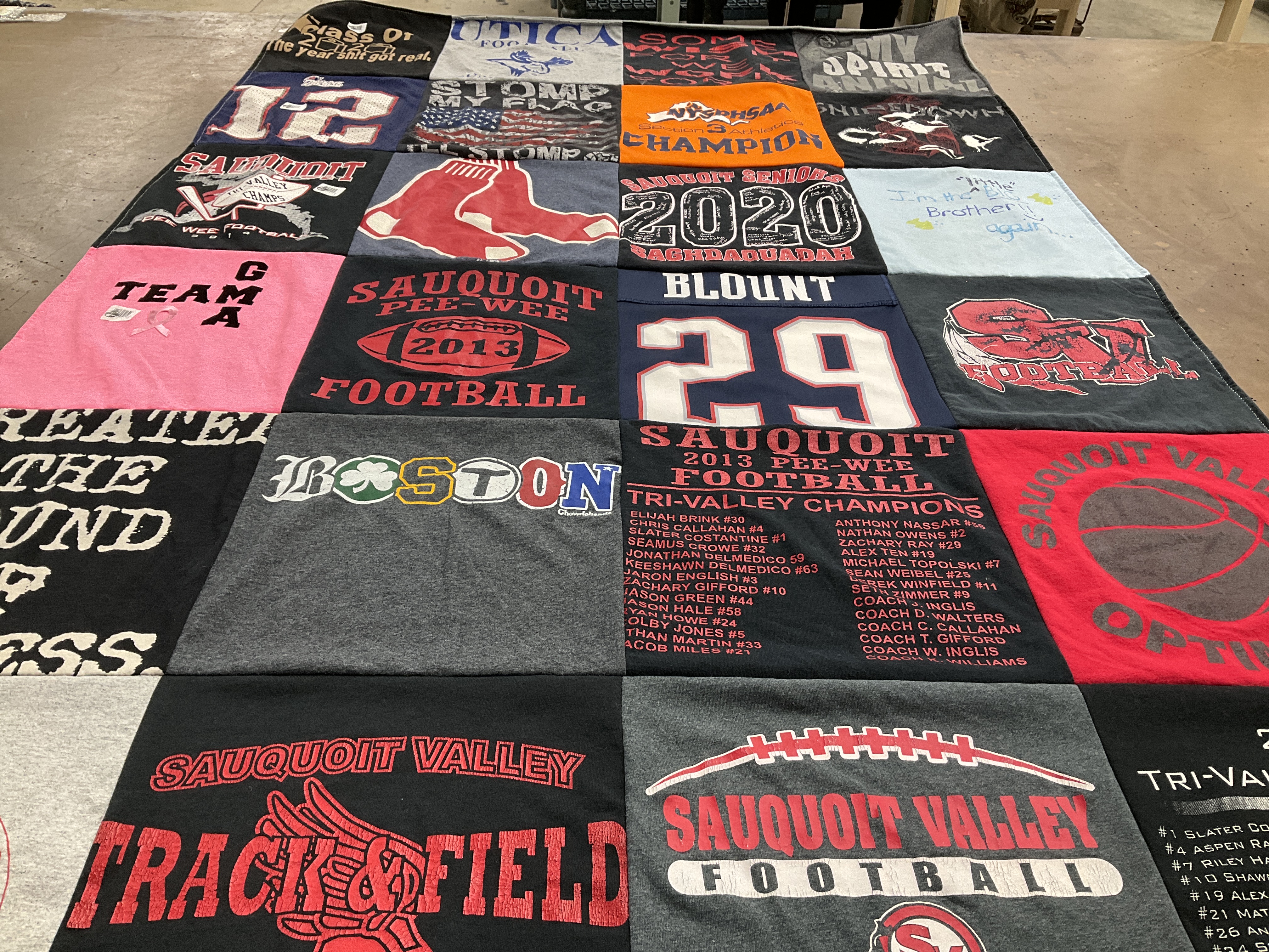 T-shirt quilt featuring sauquoit valley football by Karen from NY