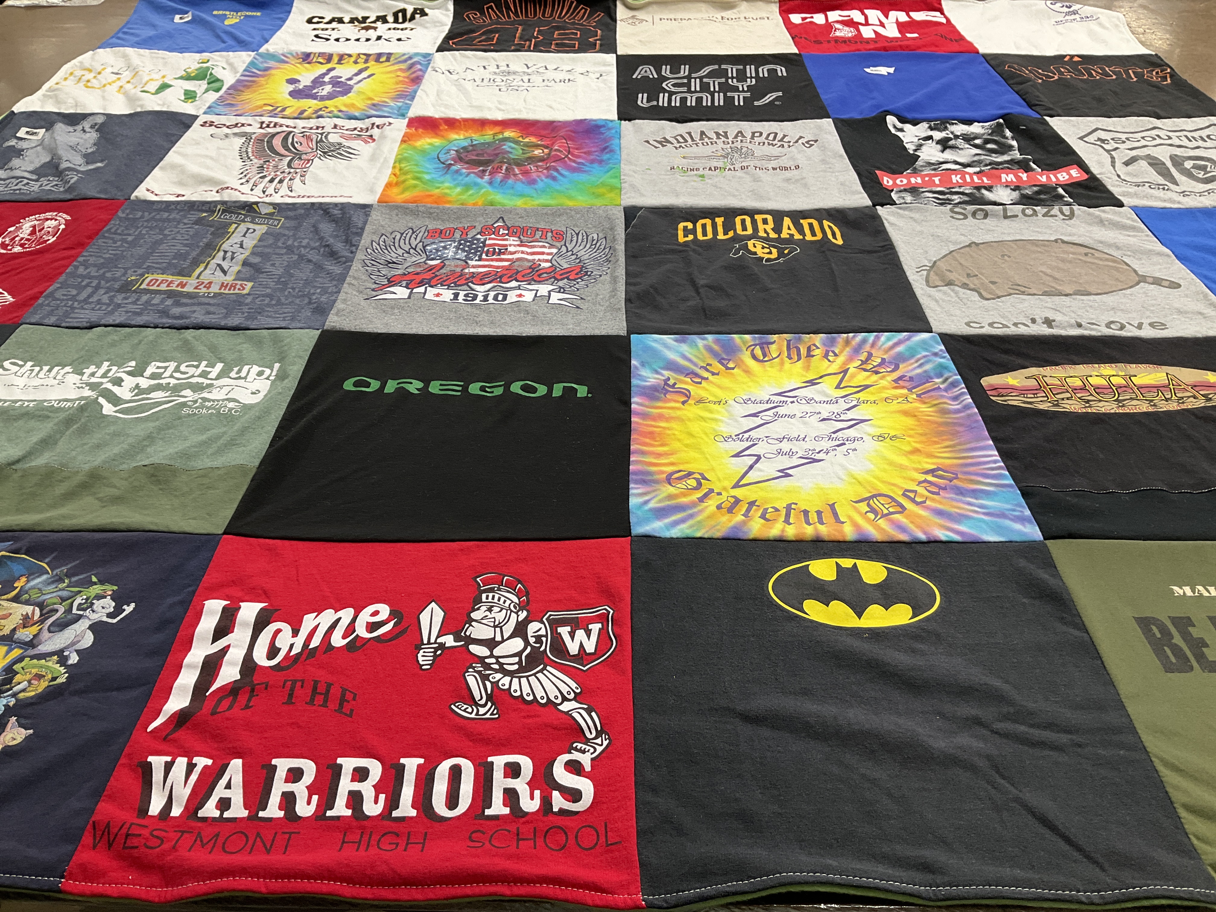 T-shirt quilt from westmont high school by Debbie from CA