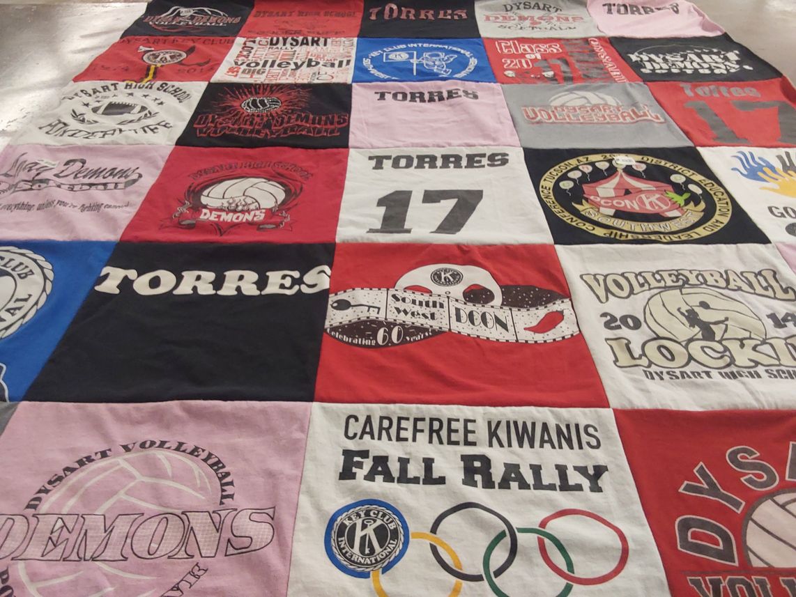 T-shirt quilt featuring dysart high school volleyball by Melissa from AZ