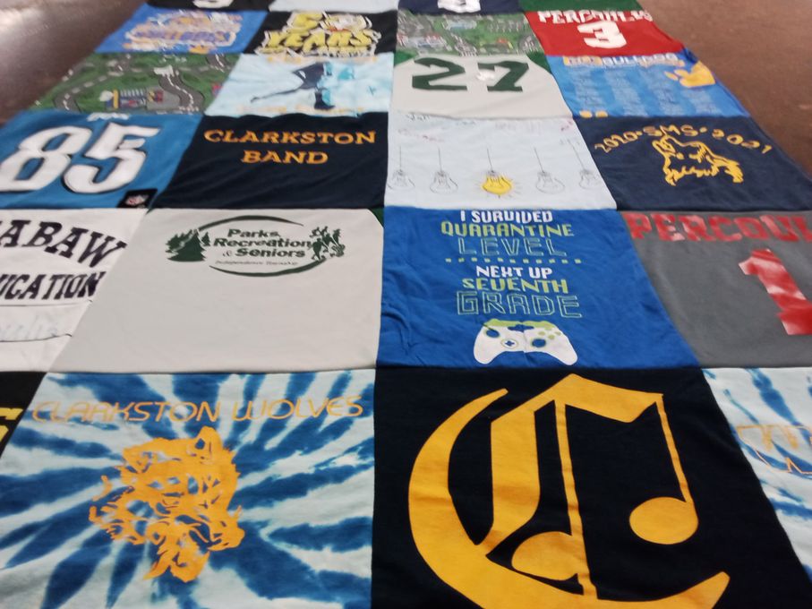 T-shirt quilt featuring clarkston wolves by Erica from MI