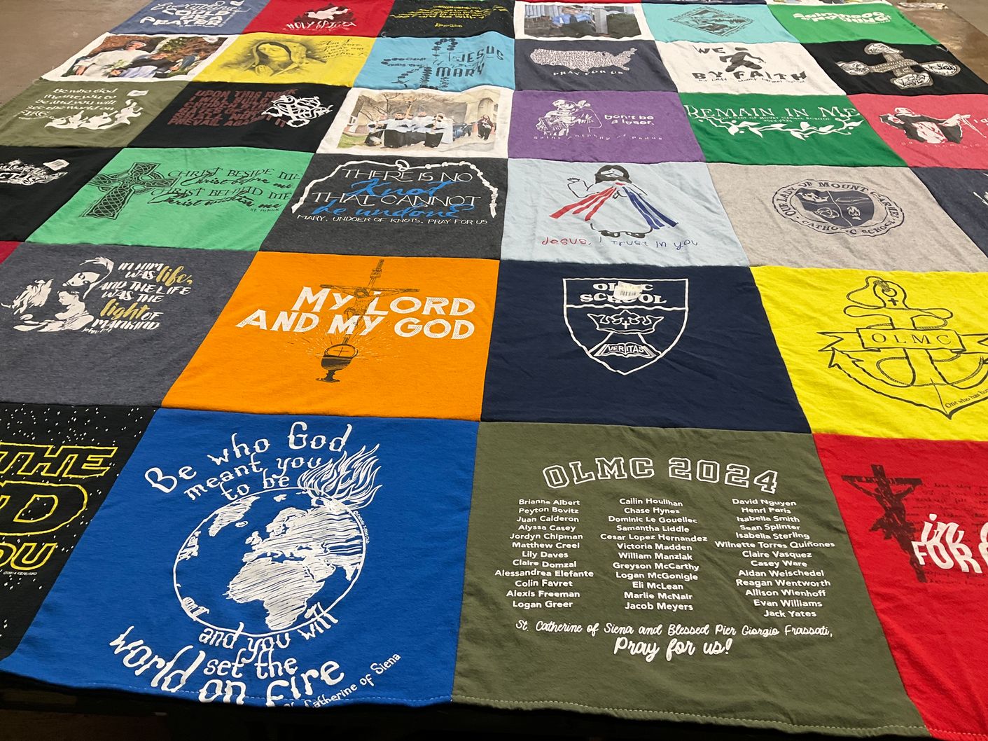 T-shirt quilt from our lady of mount carmel school by Sarah from VA