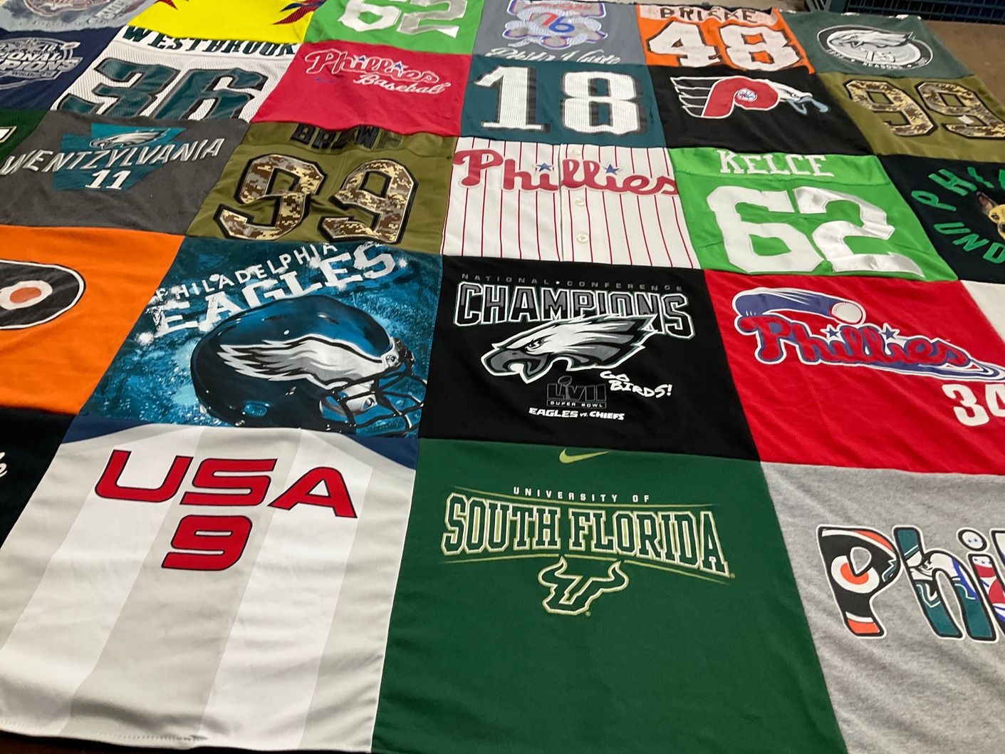T-shirt quilt featuring philadelphia eagles, phillies by Samm from FL
