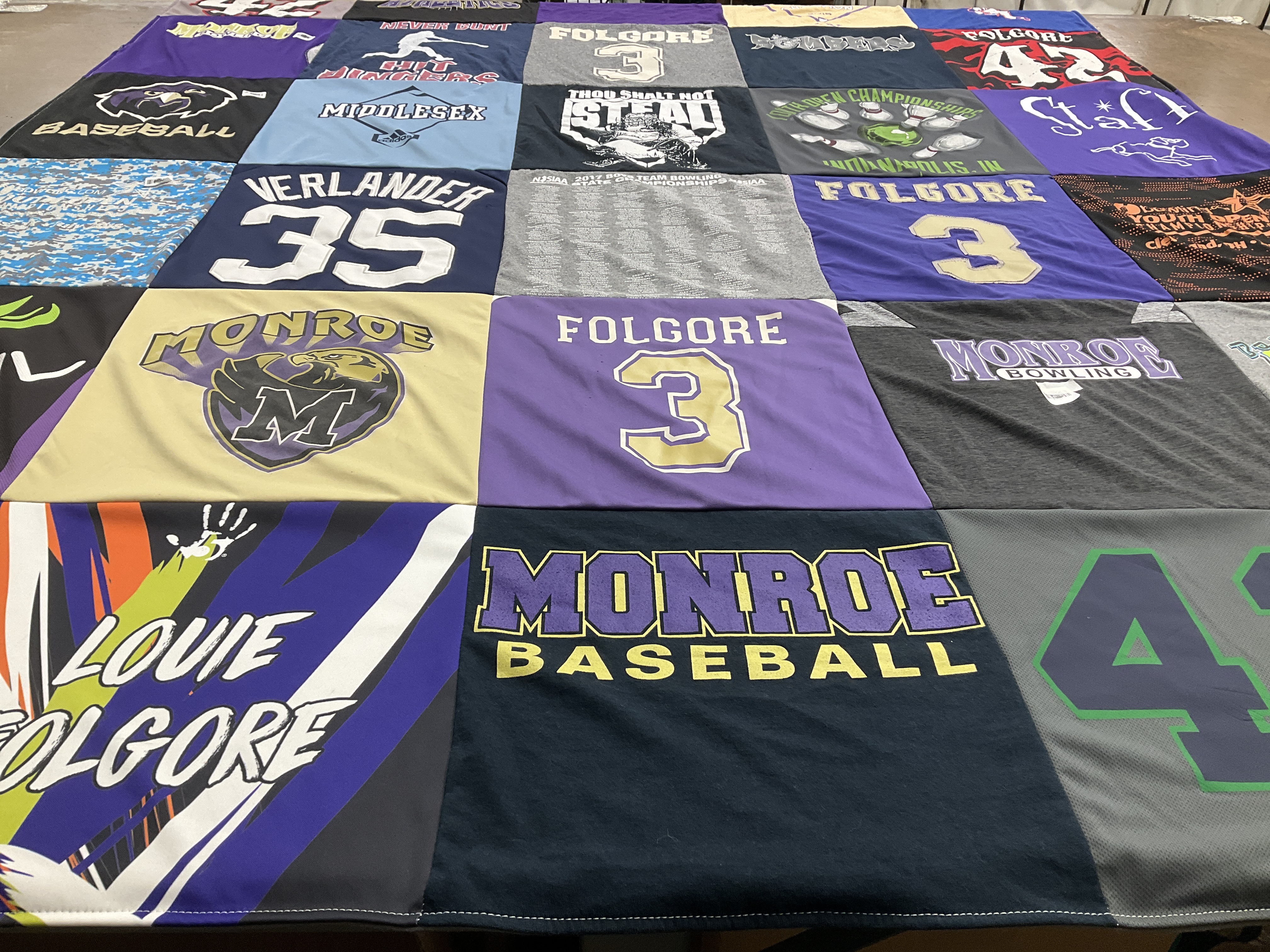 T-shirt quilt featuring monroe baseball by Mary from NJ