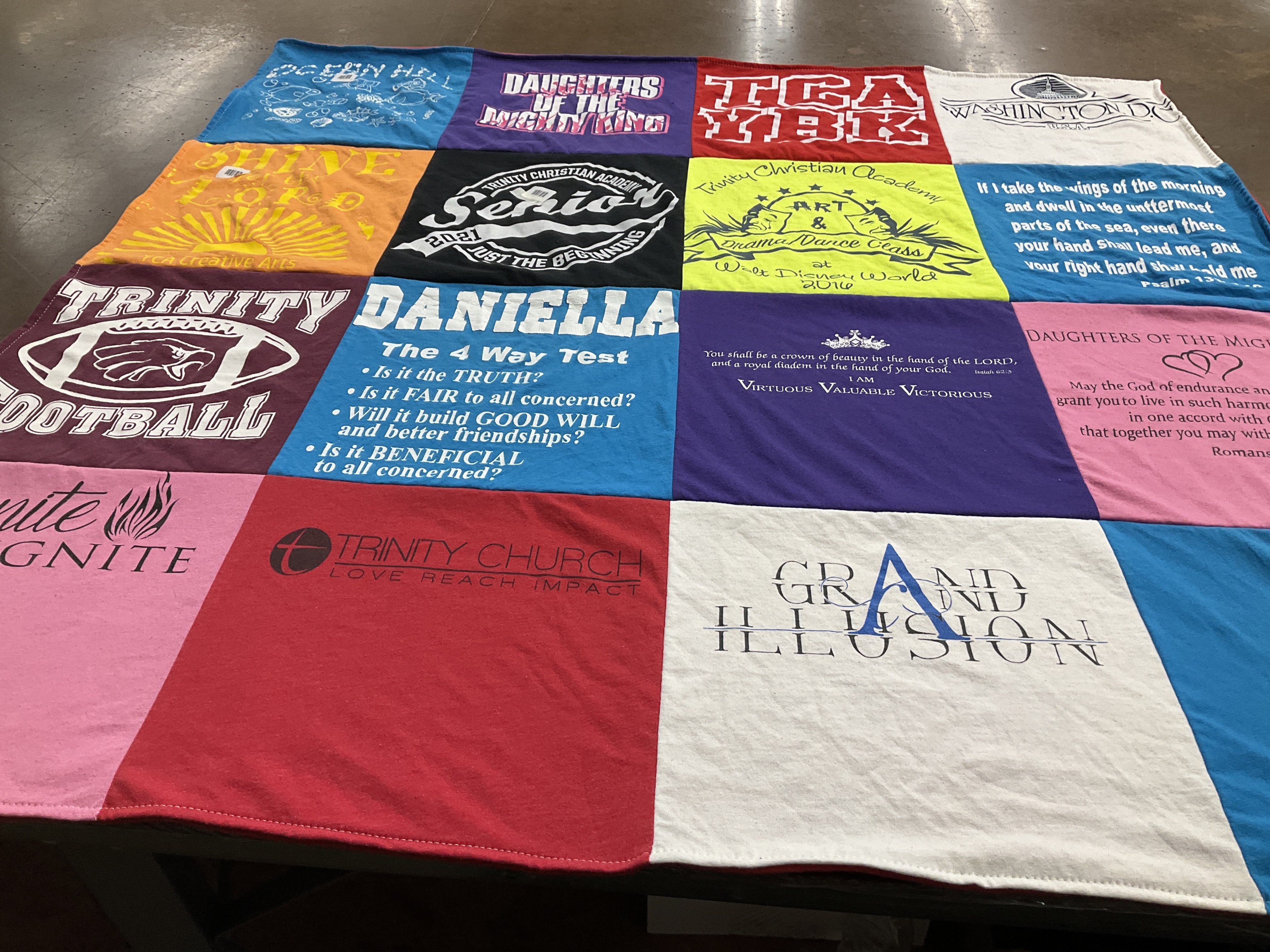 T-shirt quilt featuring trinity christian academy football by Denise from FL