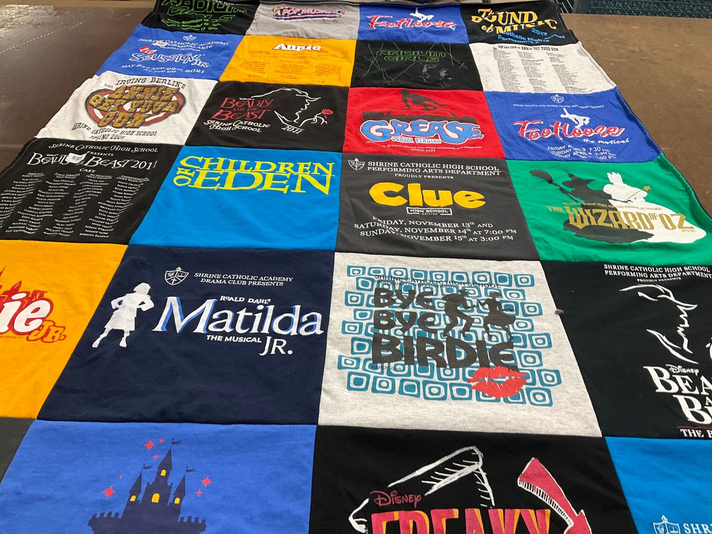 T-shirt quilt from shrine catholic high school by Julie from MI