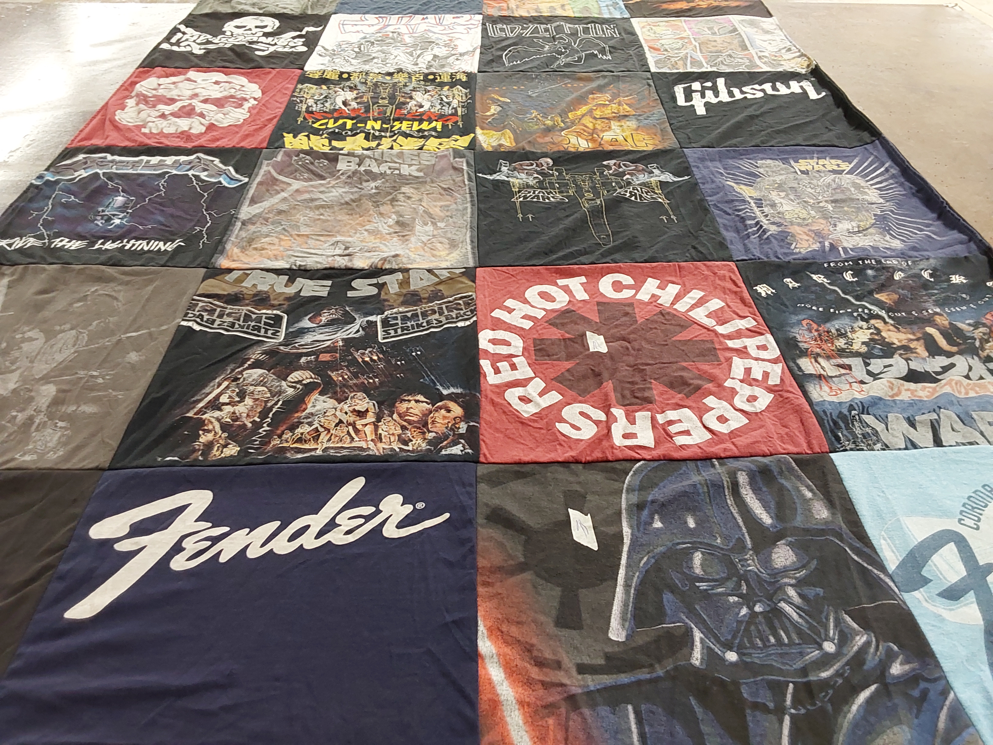 T-shirt quilt with music, rock themes by YESENIA from NV