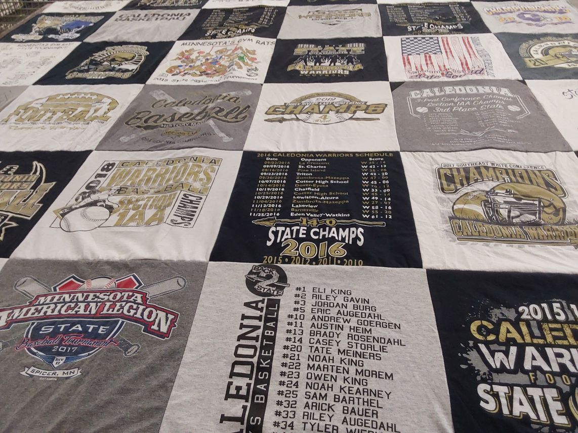 T-shirt quilt featuring caledonia warriors by Angela from MN