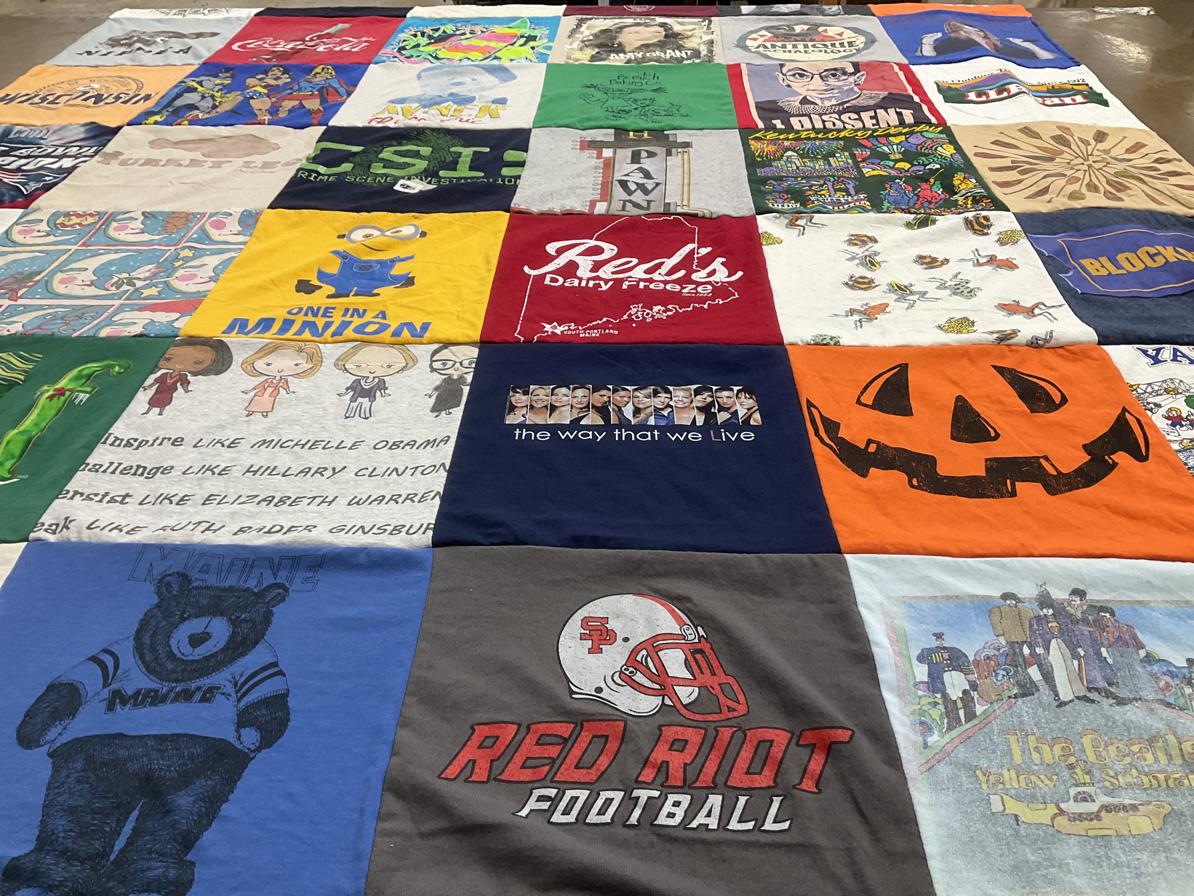 T-shirt quilt featuring red riot football by Alison from ME