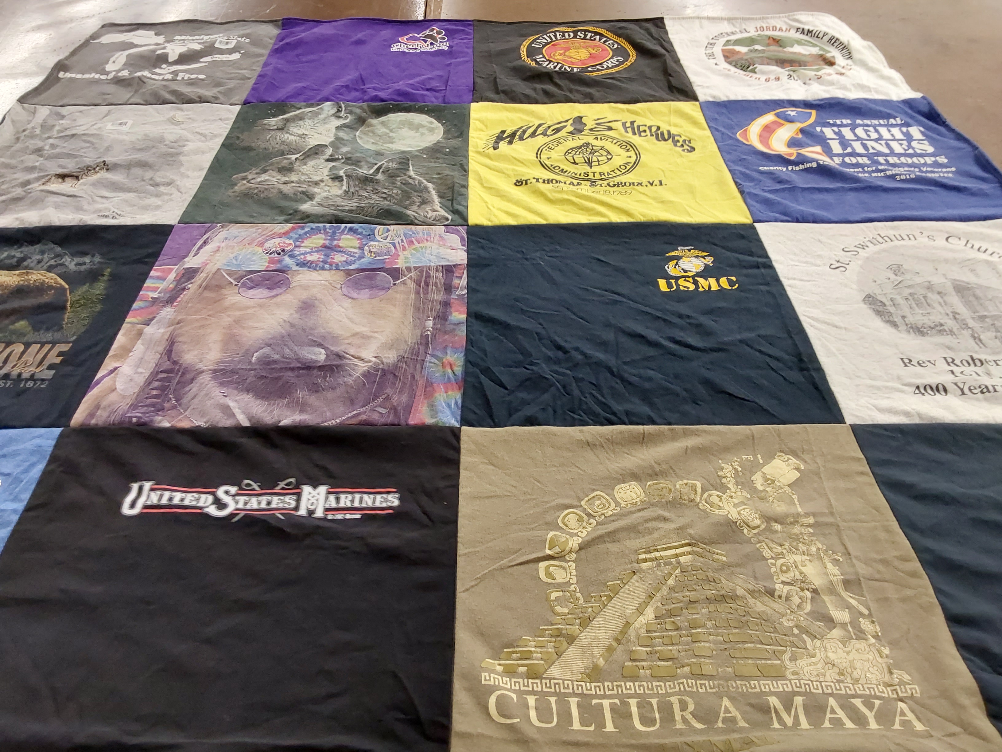 T-shirt quilt with nature, military themes by Ariana from MI