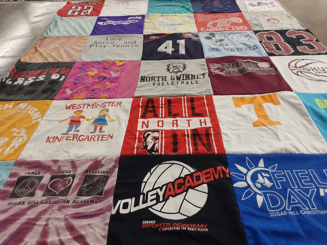 T-shirt quilt featuring north gwinnett volleyball, sugar hill christian academy volleyball by Jennifer from GA