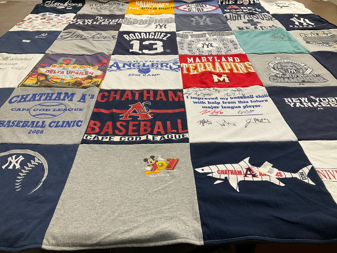 T-shirt quilt featuring new york yankees, chatham a's baseball by Carolyn from NJ