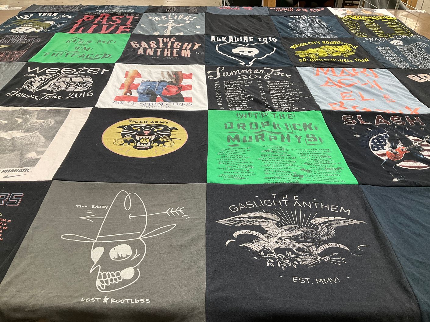T-shirt quilt with music, concerts themes by Jannah from NJ