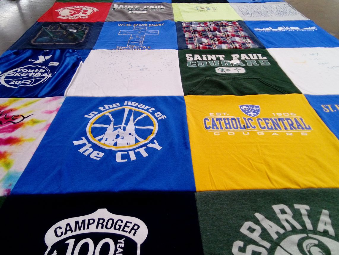 T-shirt quilt featuring catholic central cougars, saint paul cougars by Courtney from MI