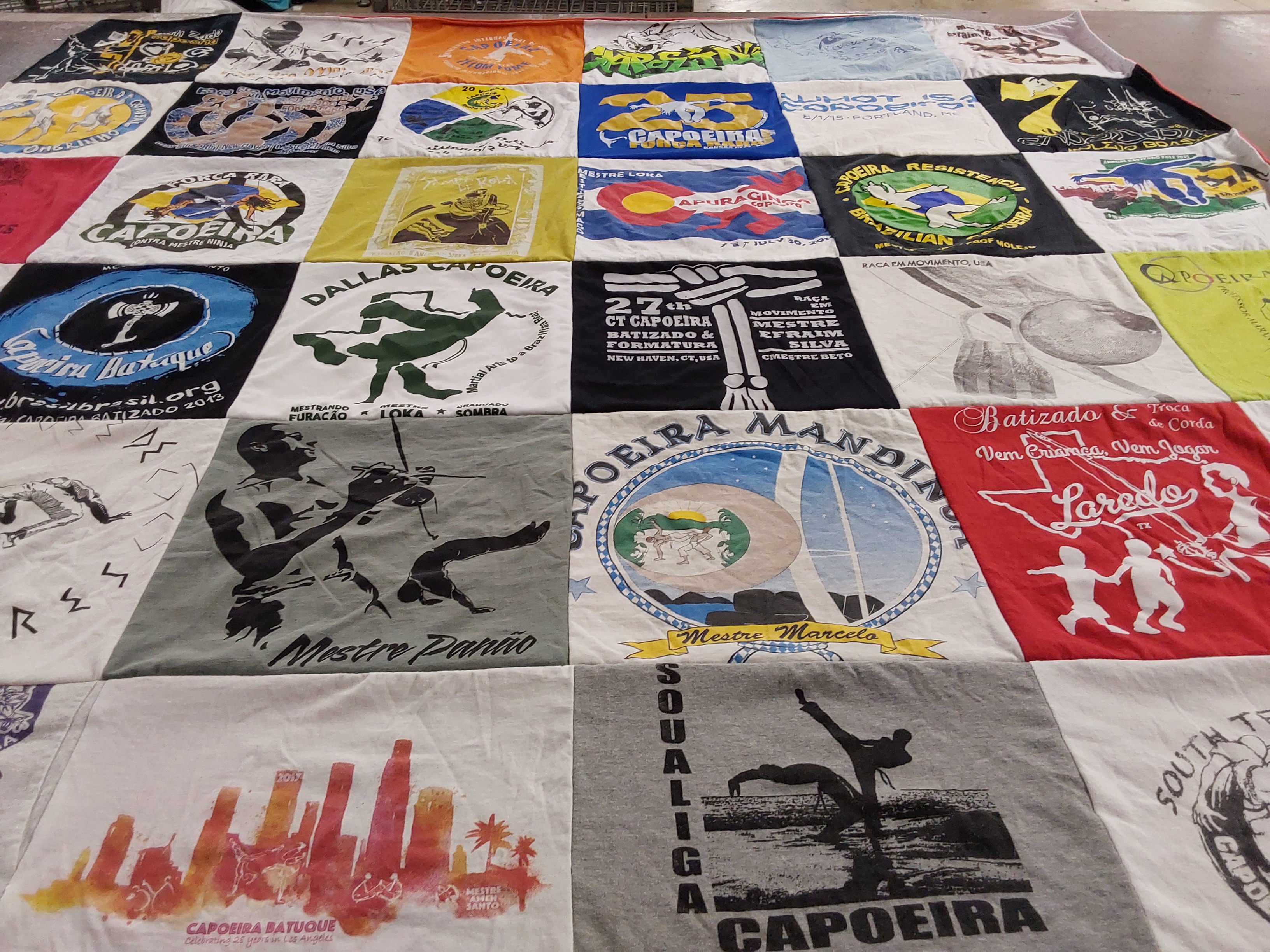 T-shirt quilt with martial arts, capoeira themes by Tyrone from TX