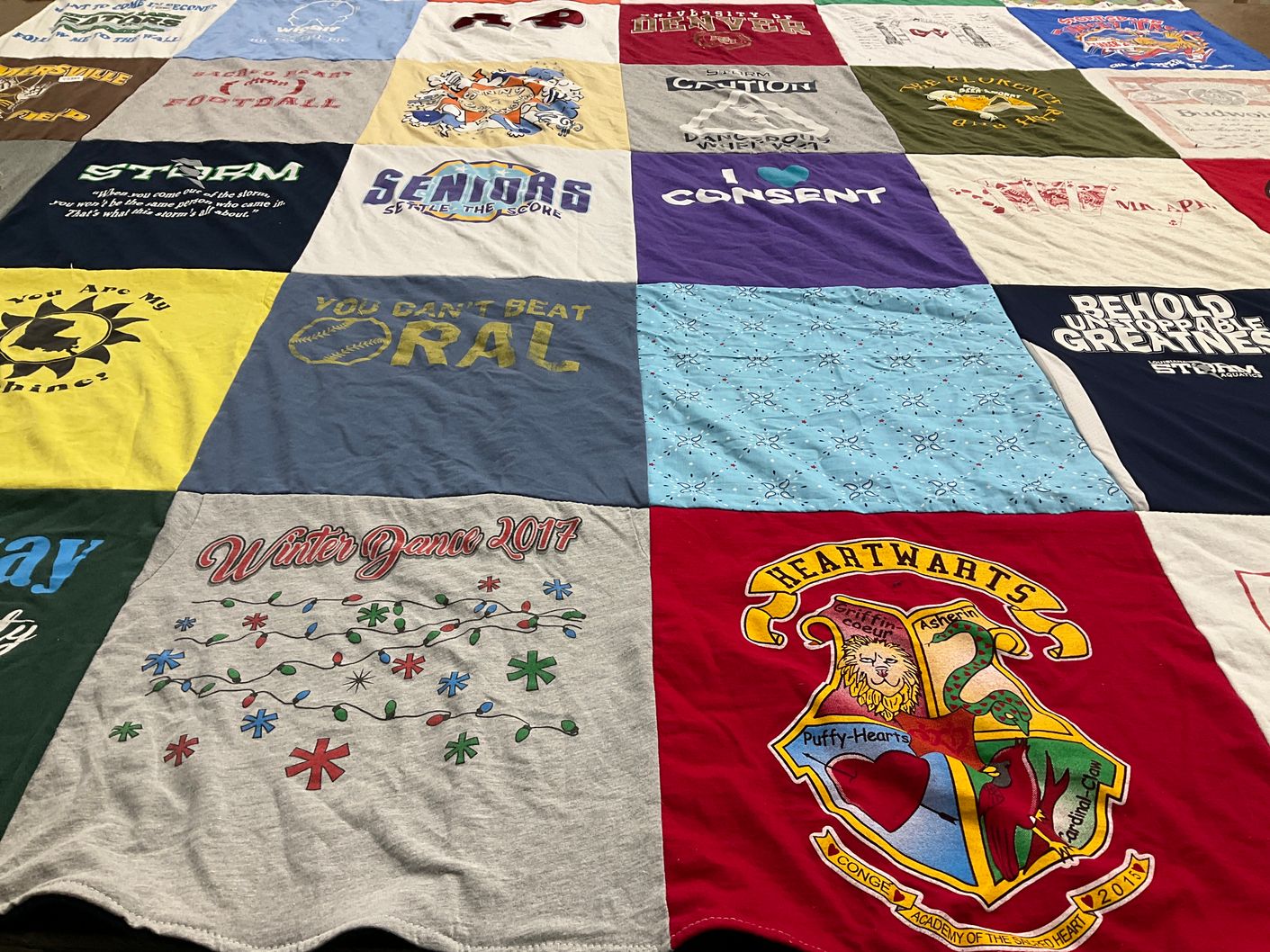 T-shirt quilt with dance themes by Stephanie from LA