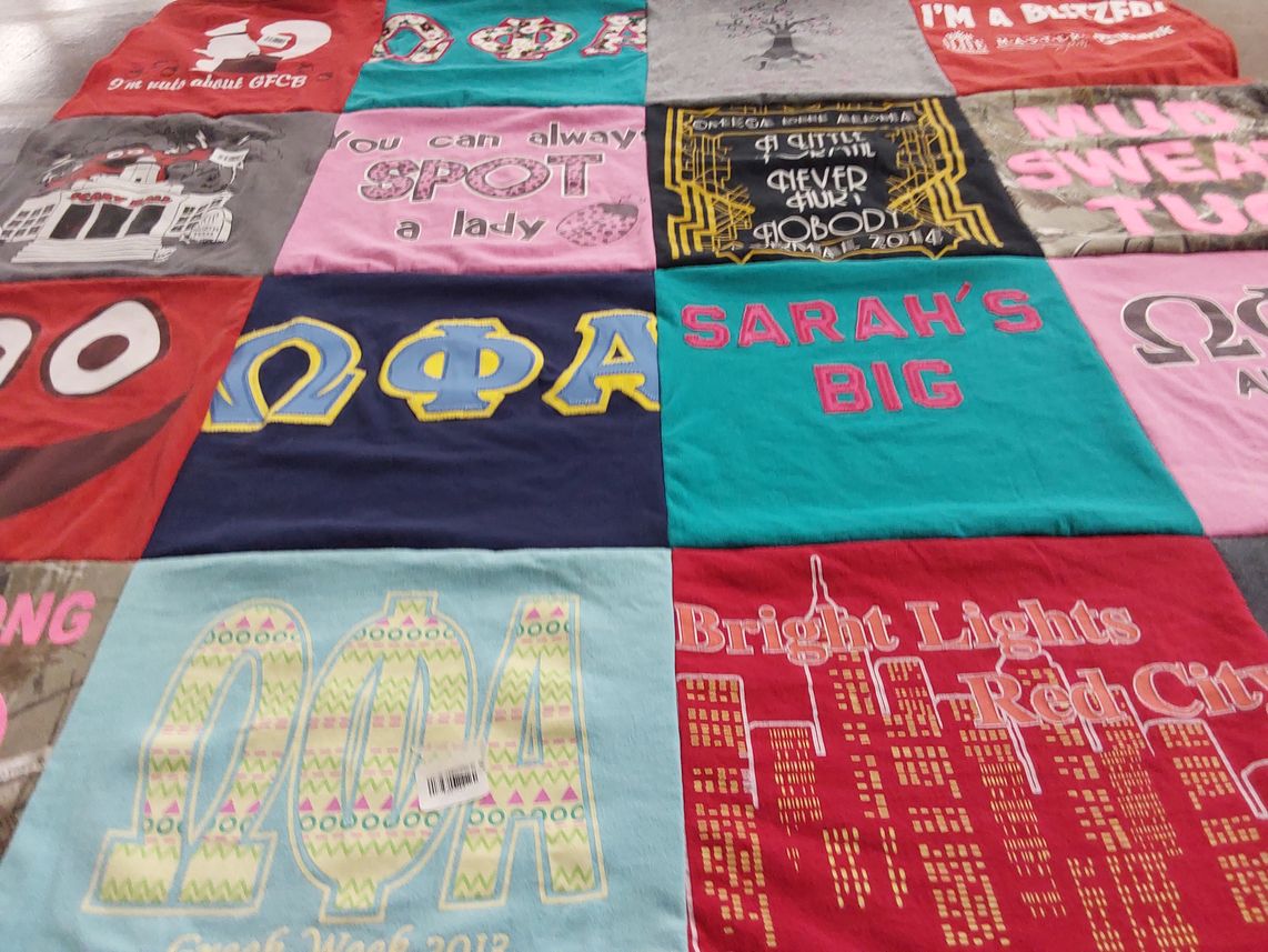 T-shirt quilt from greek week by Amanda from KY