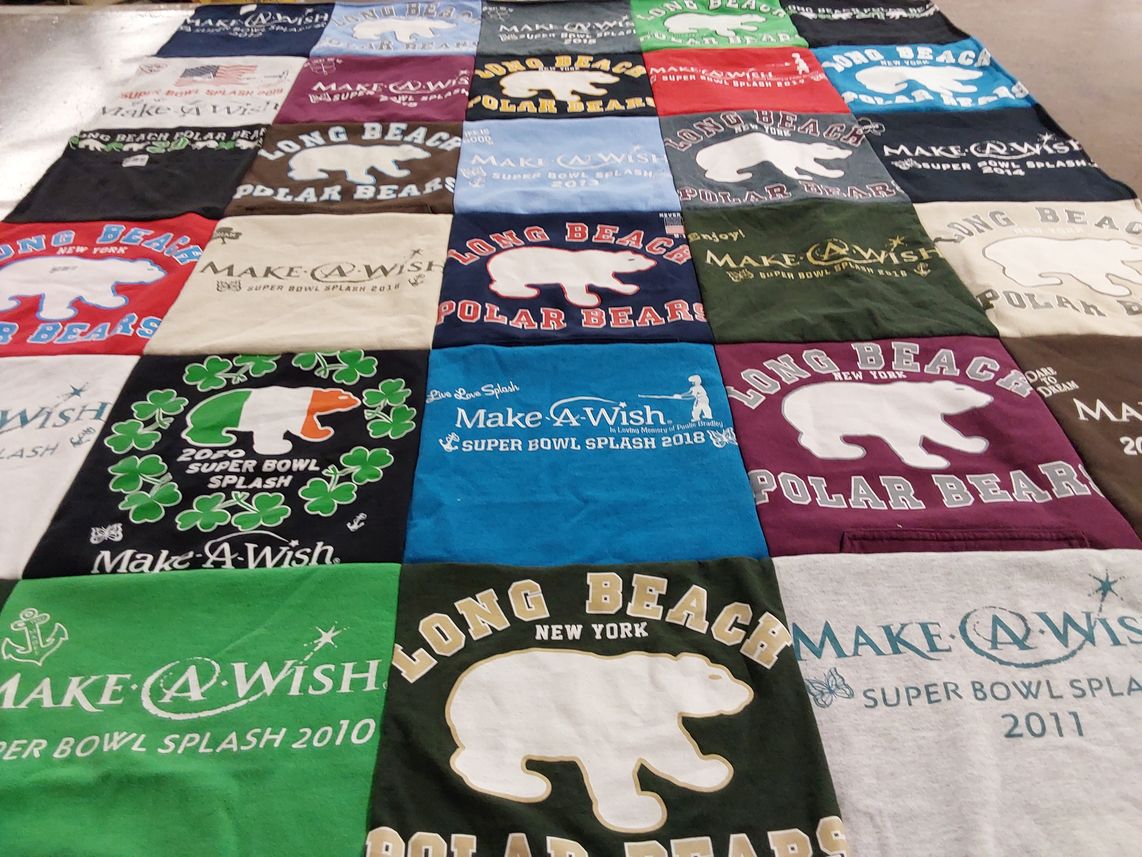T-shirt quilt with charity, fundraising themes by Laura from NY