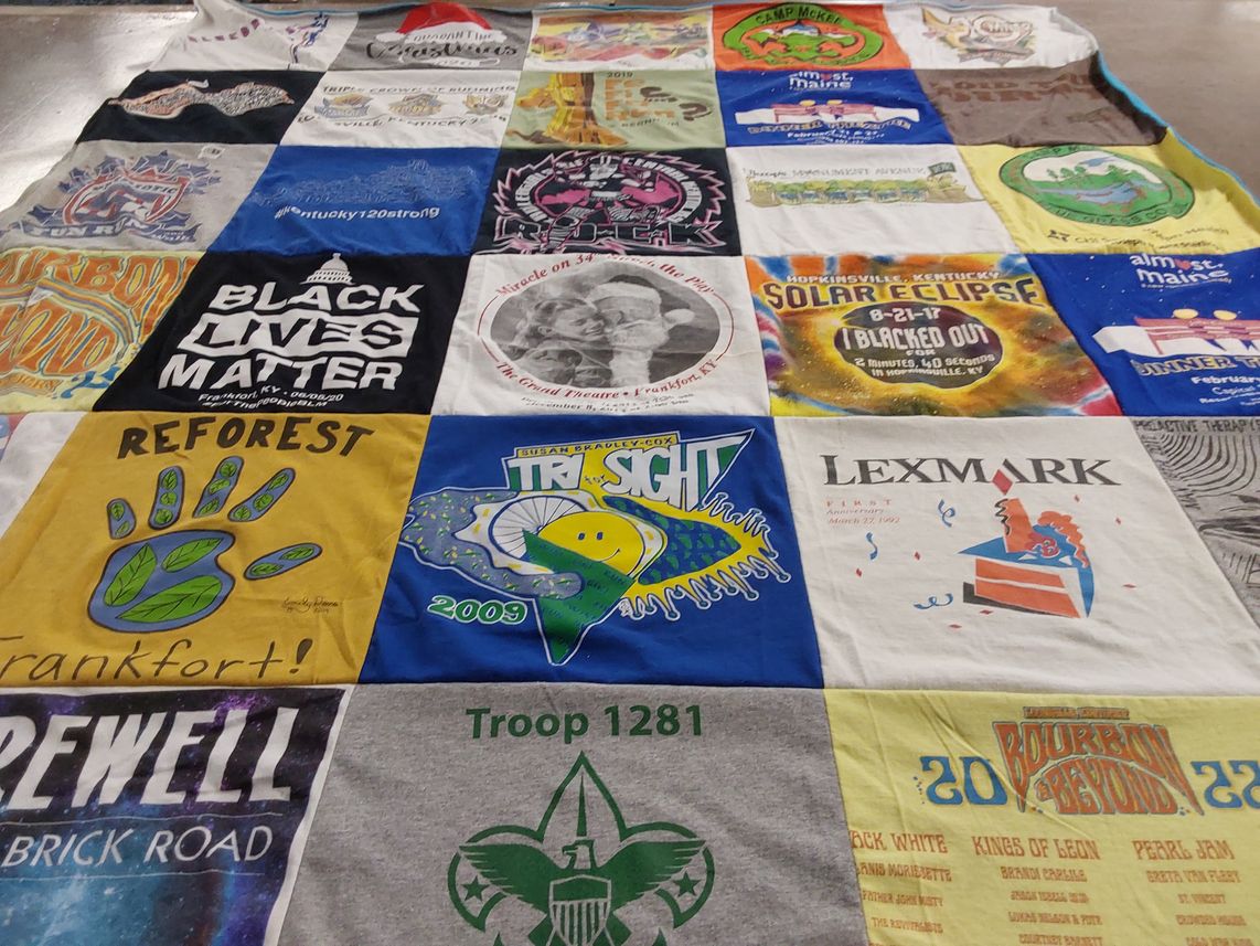 T-shirt quilt with environment, social justice themes by Natalie from KY