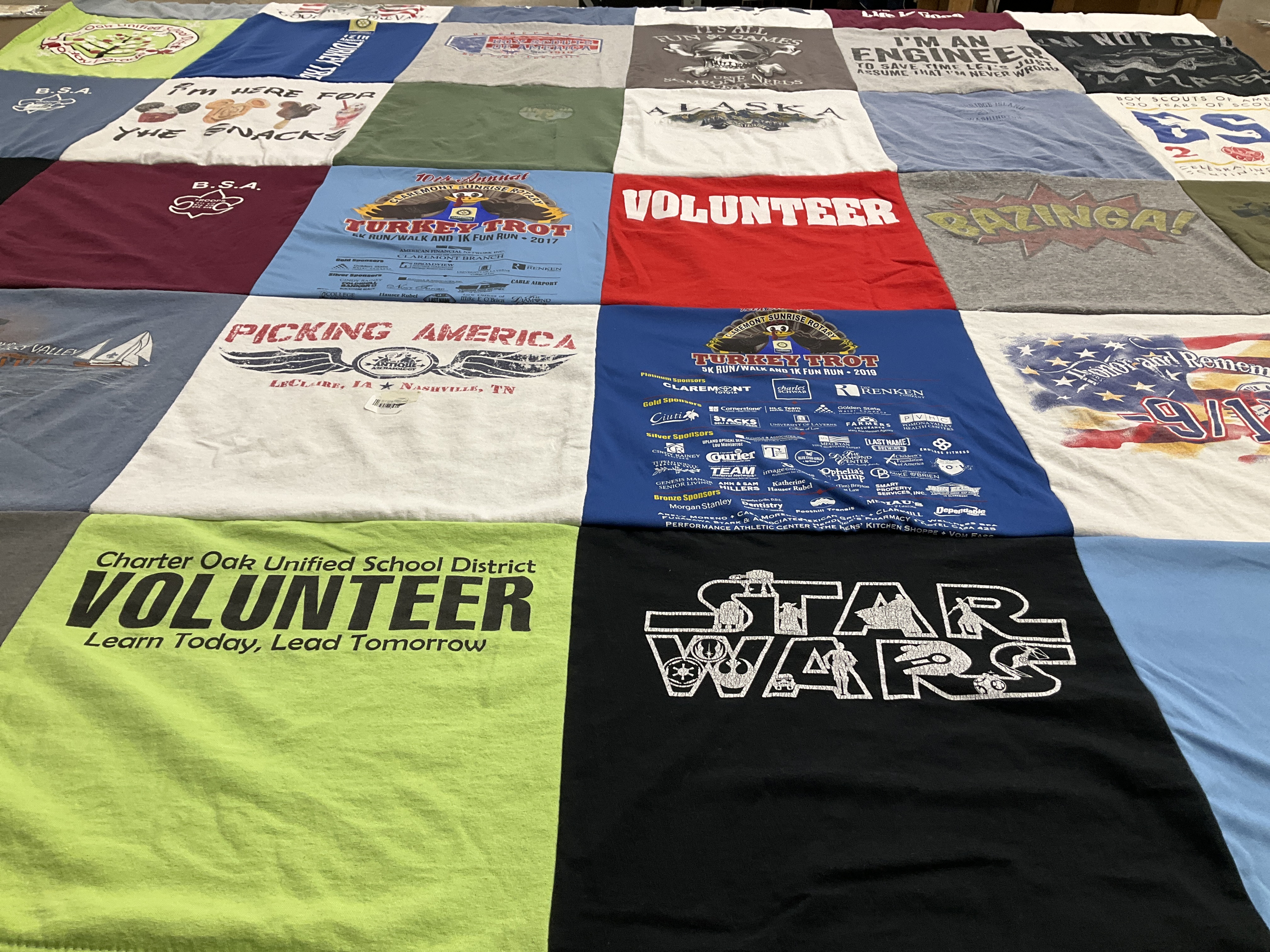 T-shirt quilt from charter oak unified school district by Dot from CA