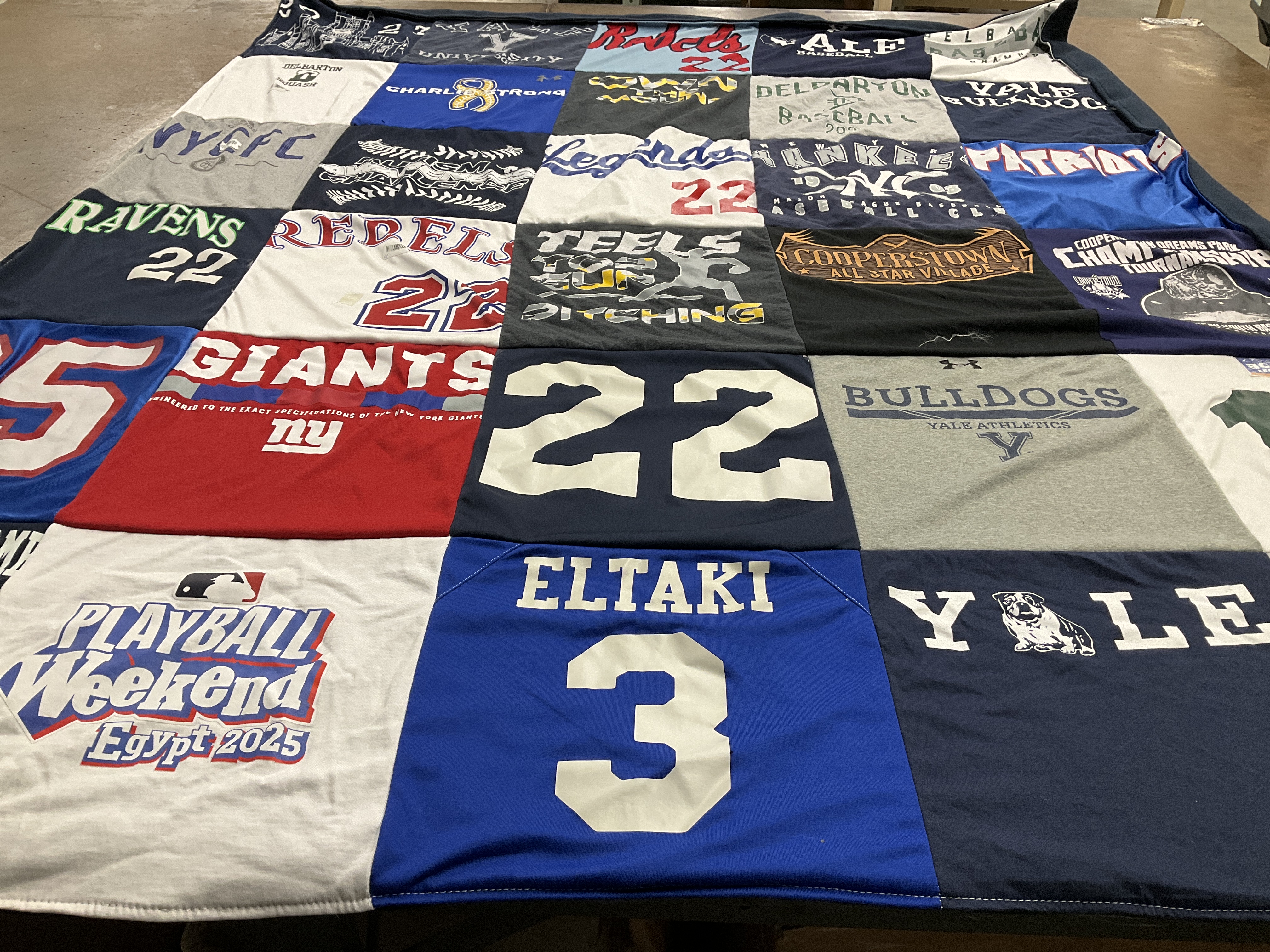T-shirt quilt featuring new york giants, delbarton baseball by Heba from NJ