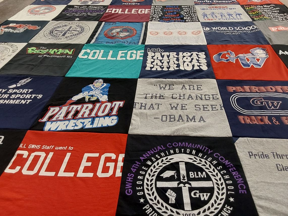 T-shirt quilt featuring george washington high school patriots by Anita from IL