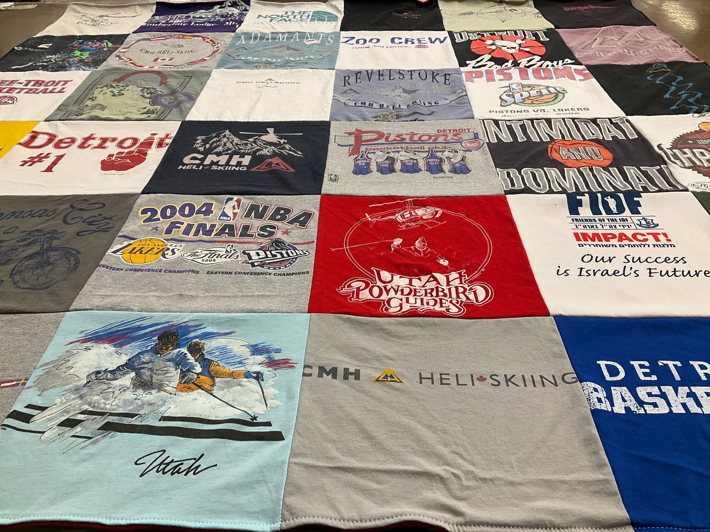 T-shirt quilt featuring detroit pistons, detroit basketball by Claire from MI