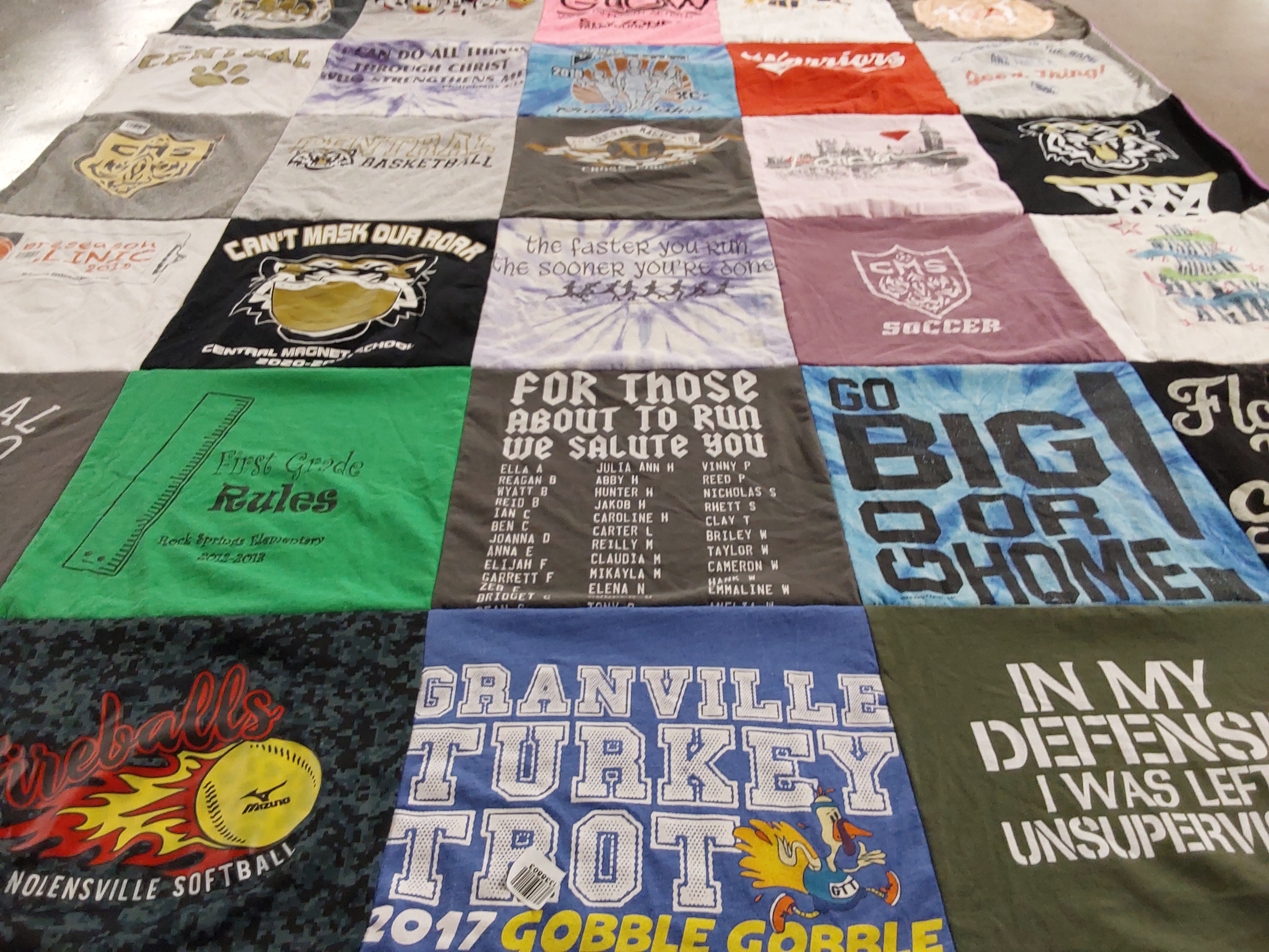 T-shirt quilt from central magnet school by Neiki from TN
