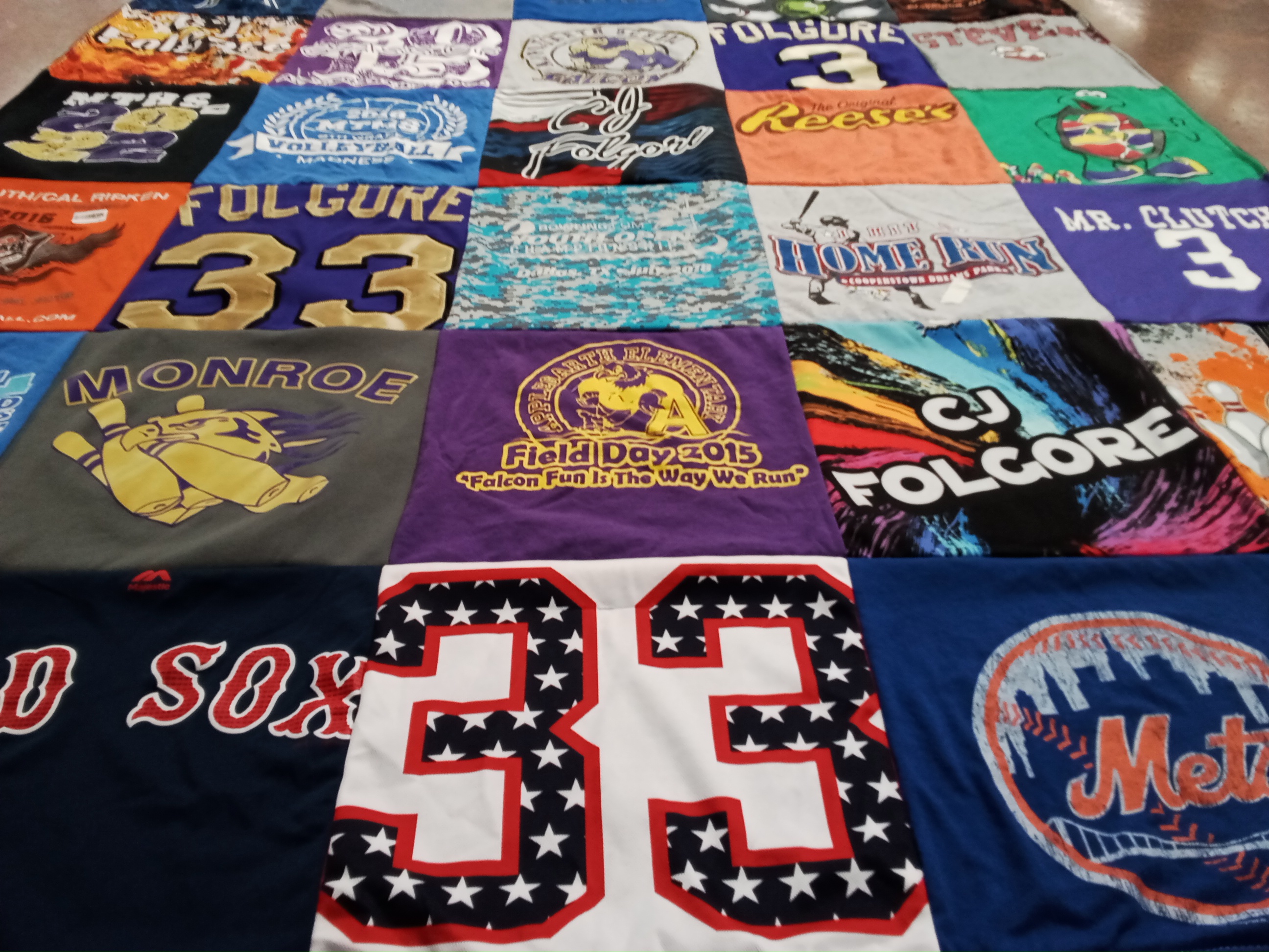 T-shirt quilt featuring red sox, new york mets by Mary from NJ