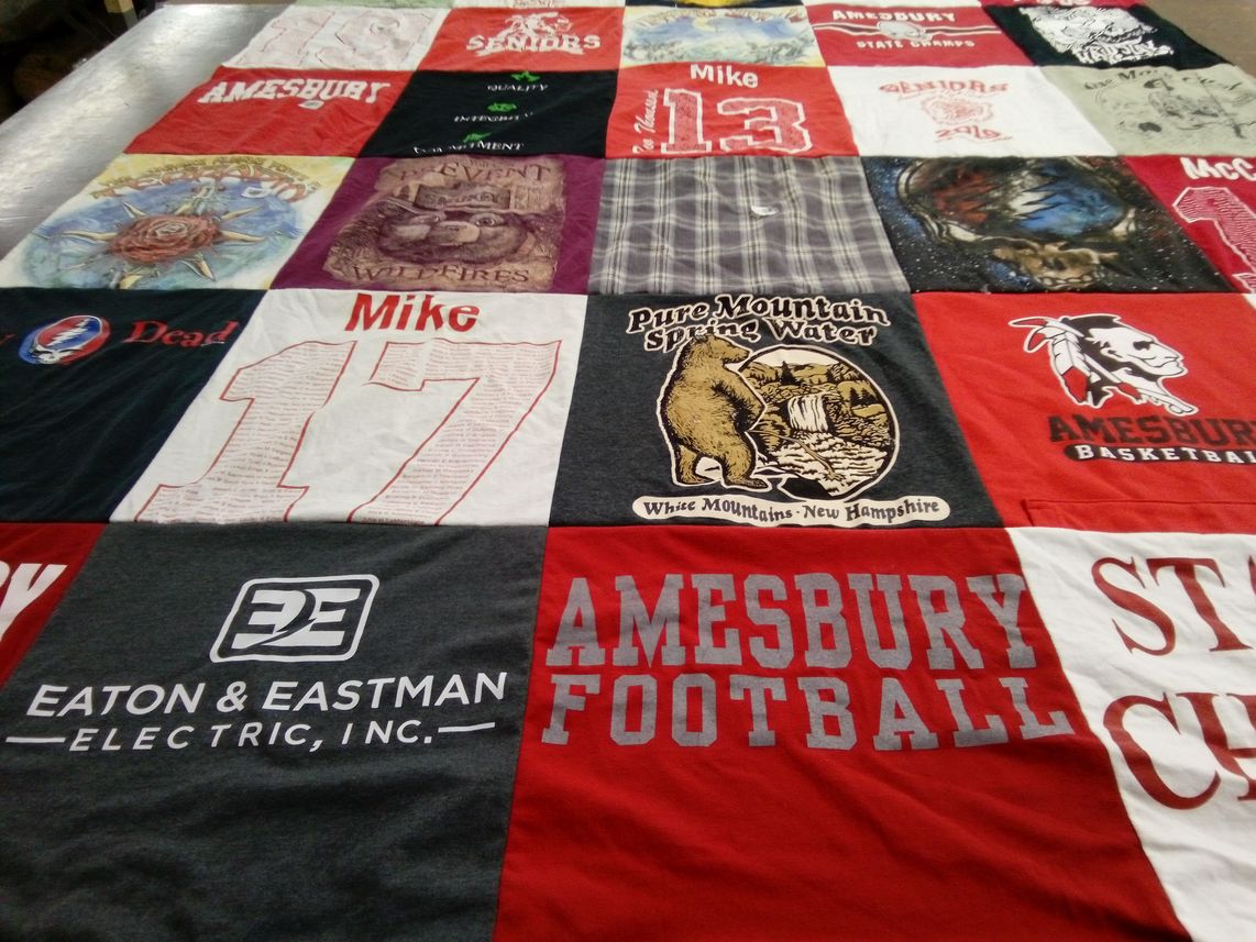 T-shirt quilt featuring amesbury basketball, amesbury football by Amy from MA