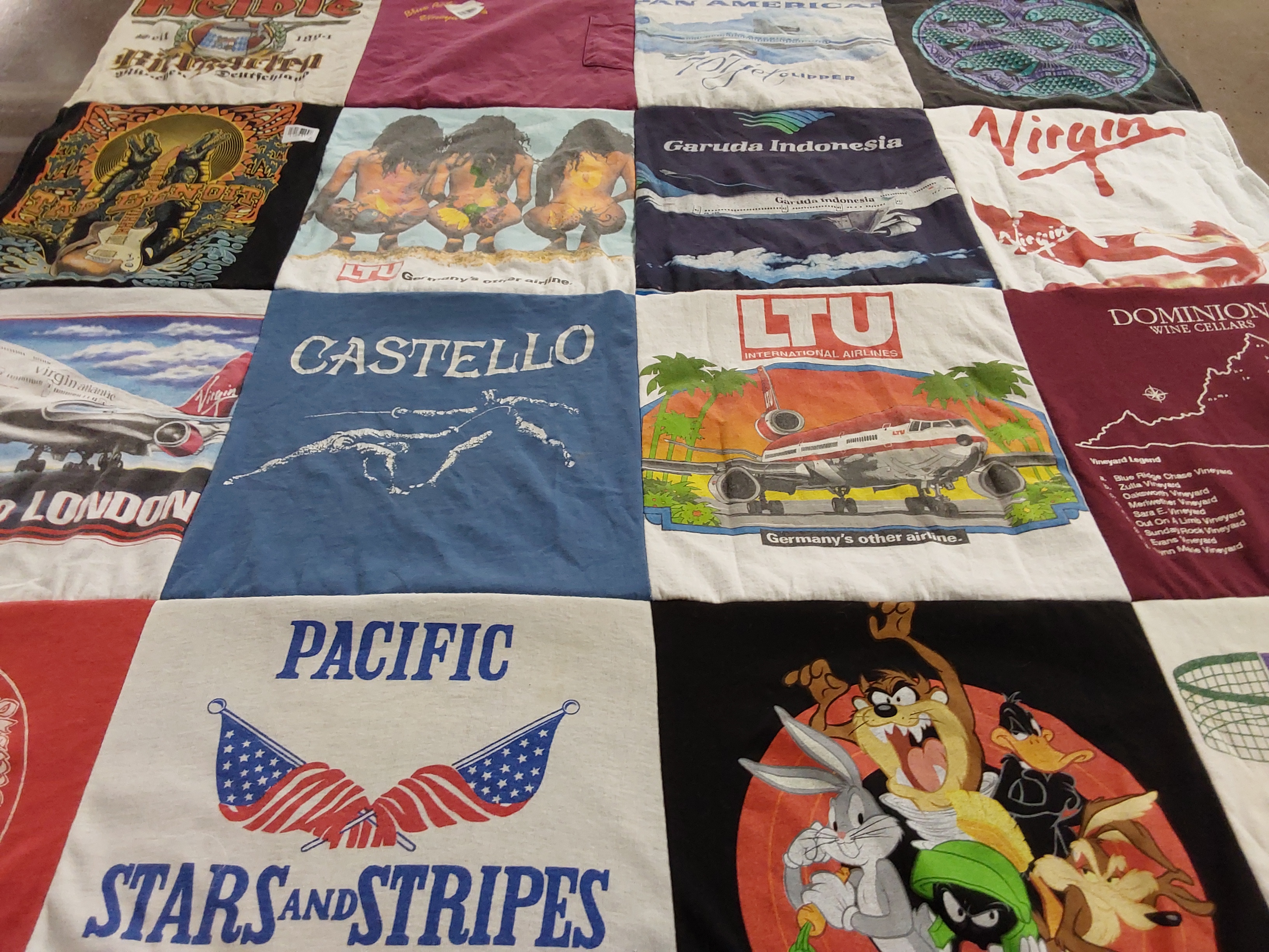 T-shirt quilt with travel, aviation themes by Karen from VA