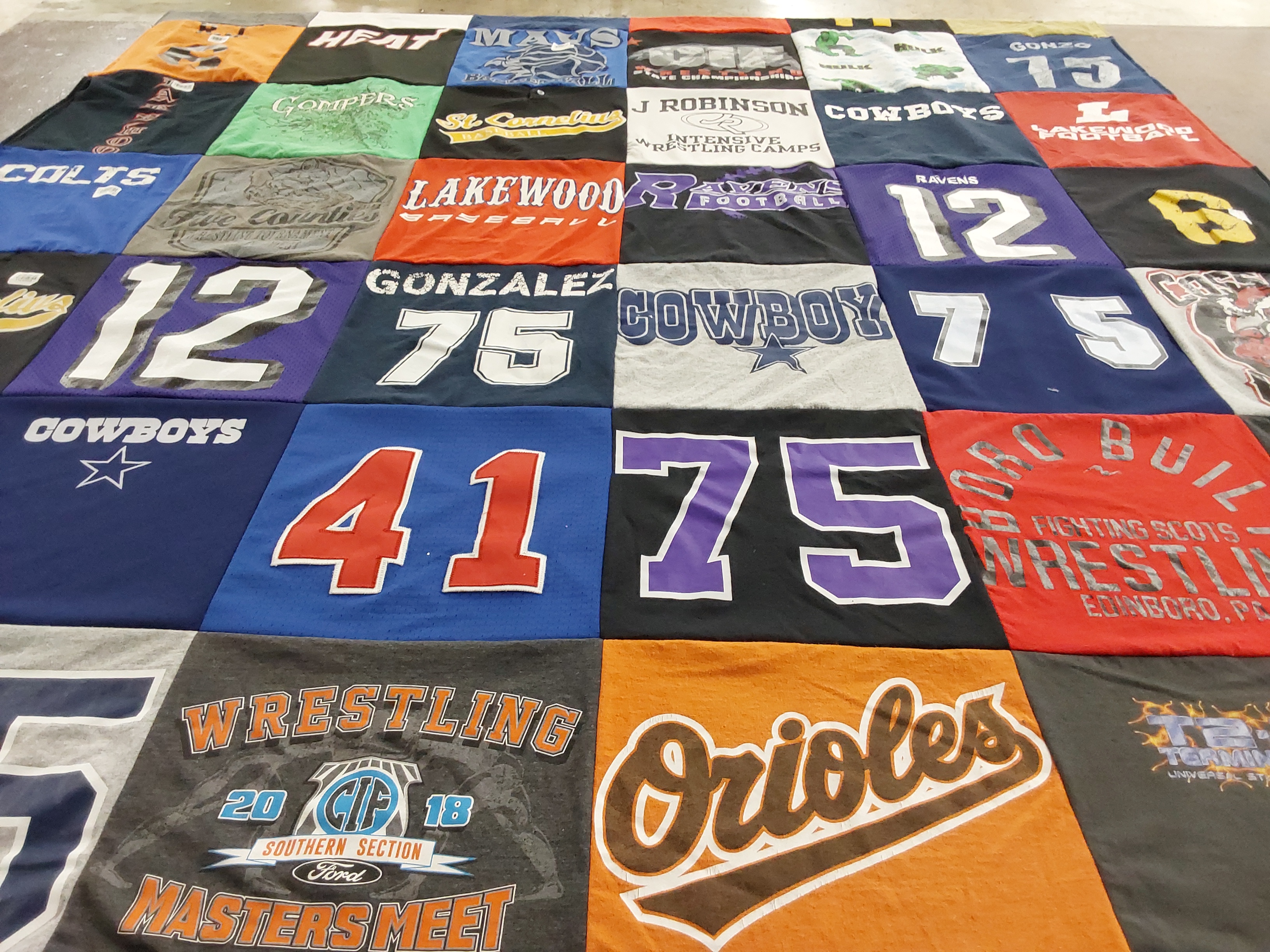 T-shirt quilt featuring cowboys, ravens by Laura from CA