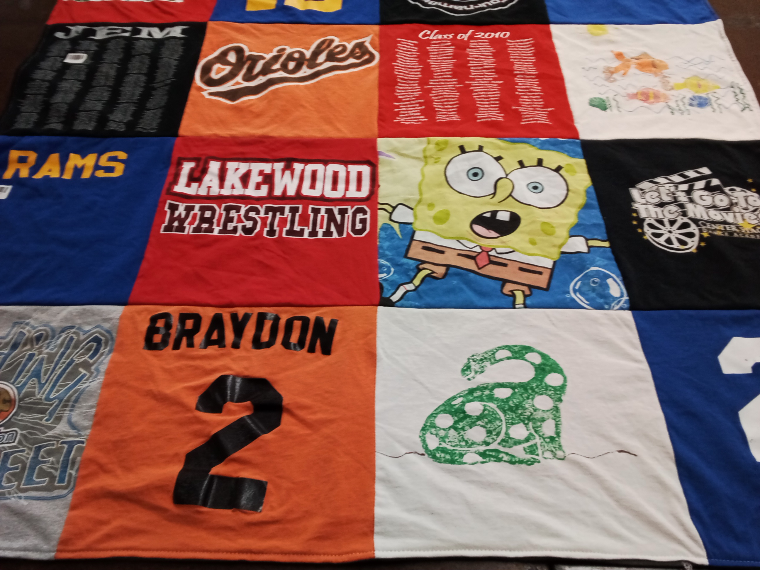 T-shirt quilt featuring lakewood wrestling, rams by Laura from CA