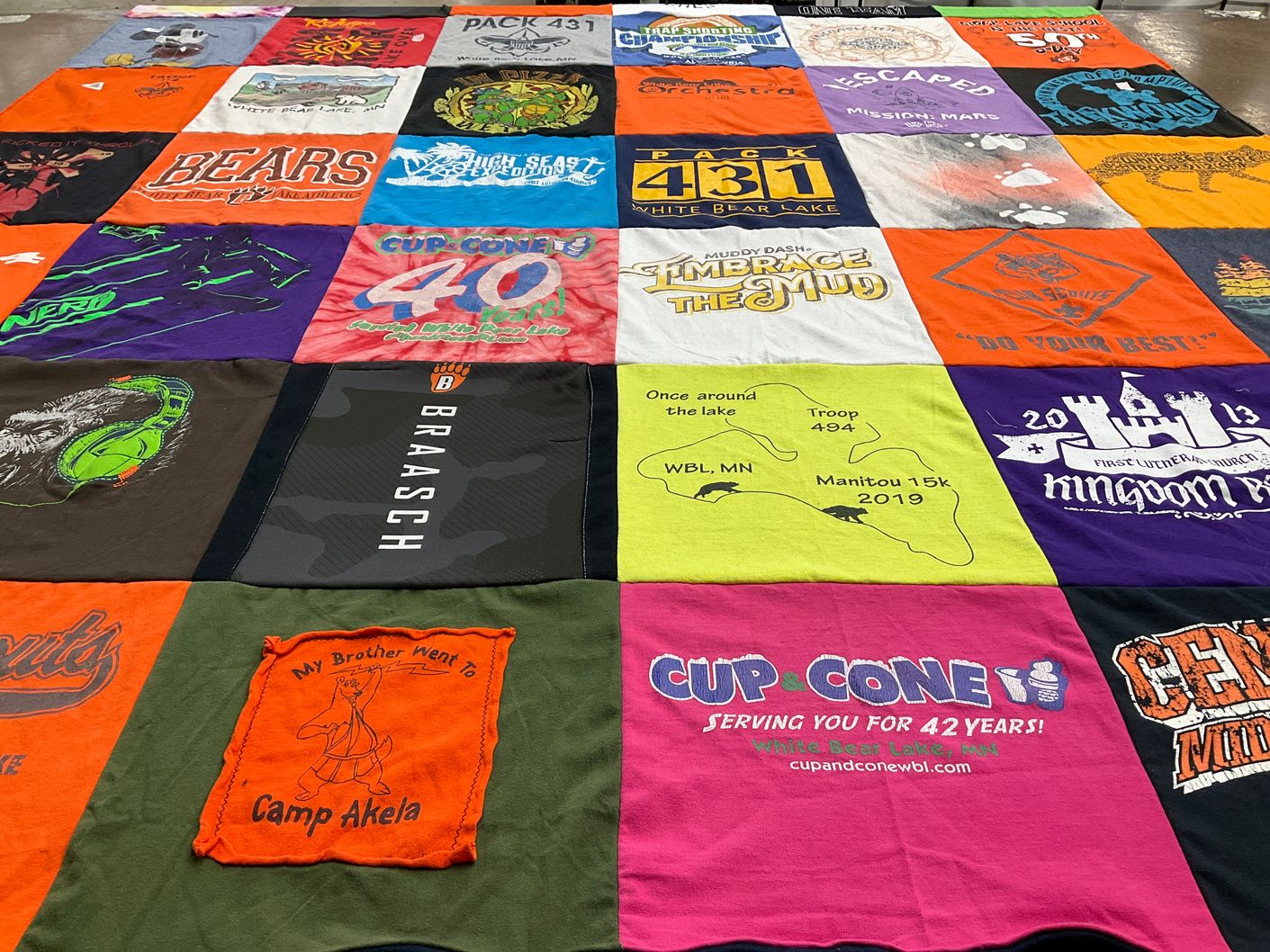 T-shirt quilt from white bear lake area high school by Holli from MN