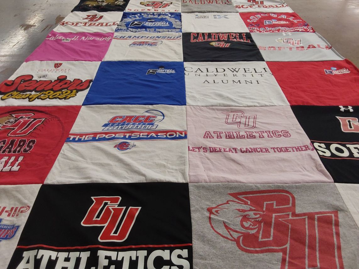 T-shirt quilt featuring caldwell university softball by Joyce from NJ