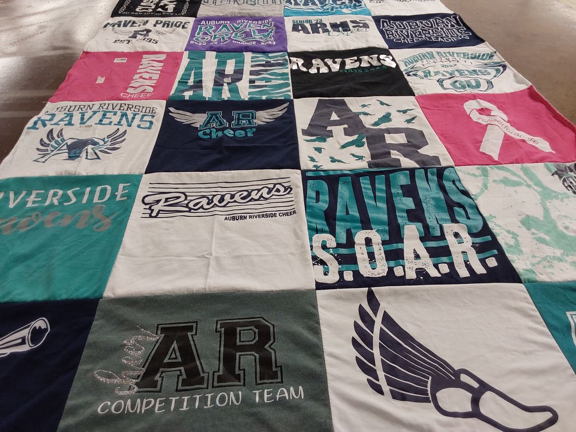 T-shirt quilt featuring auburn riverside ravens by Nicole from WA