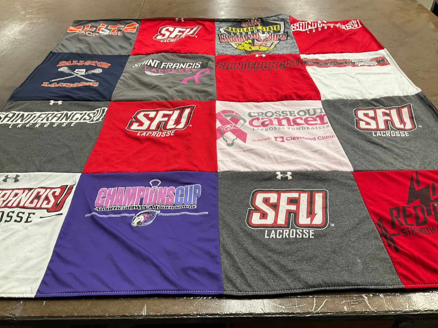 T-shirt quilt featuring saint francis university lacrosse by Liv from MD