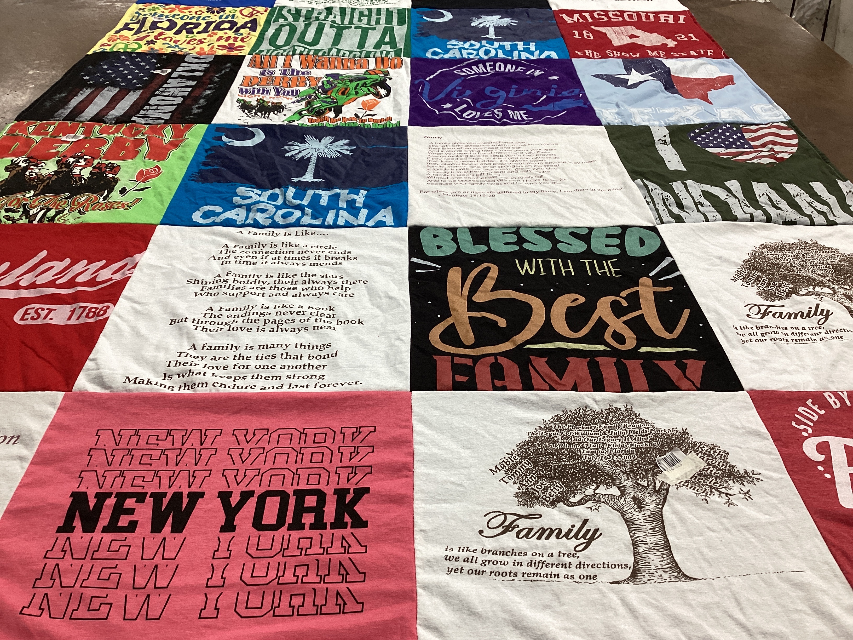 T-shirt quilt with family themes by Jameece from VA