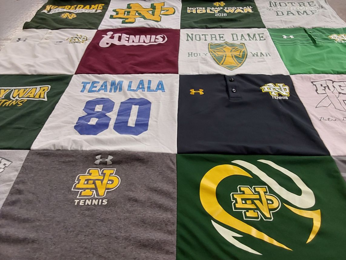 T-shirt quilt from notre dame high school by Michelle from CA