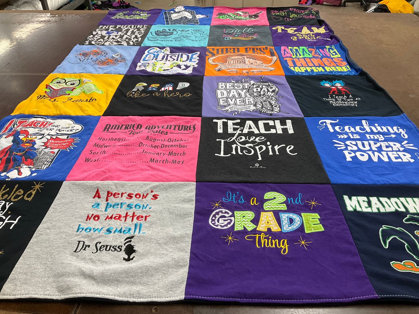 T-shirt quilt from meadow elementary school by Dawn from LA