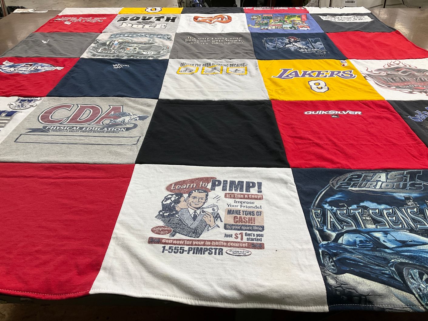 T-shirt quilt featuring los angeles lakers by Rosa from CA