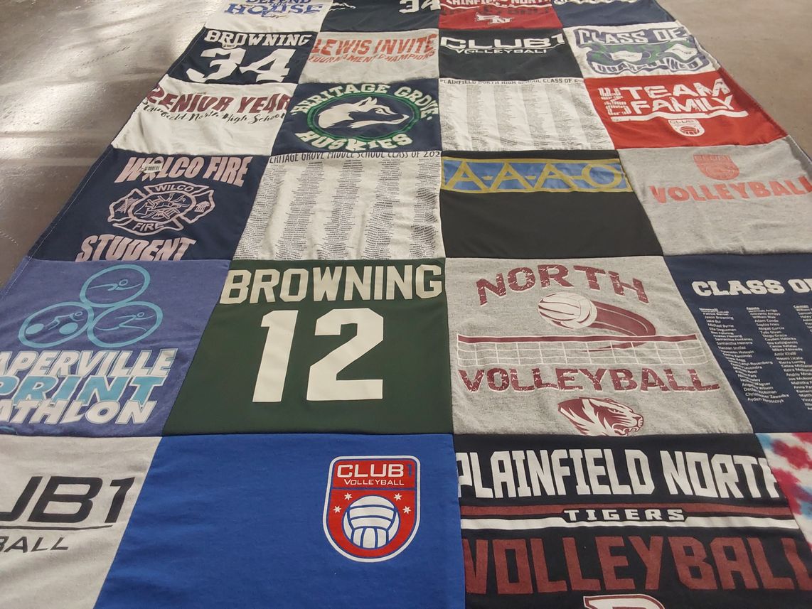 T-shirt quilt featuring plainfield north high school tigers volleyball, north volleyball by Kristy from IL