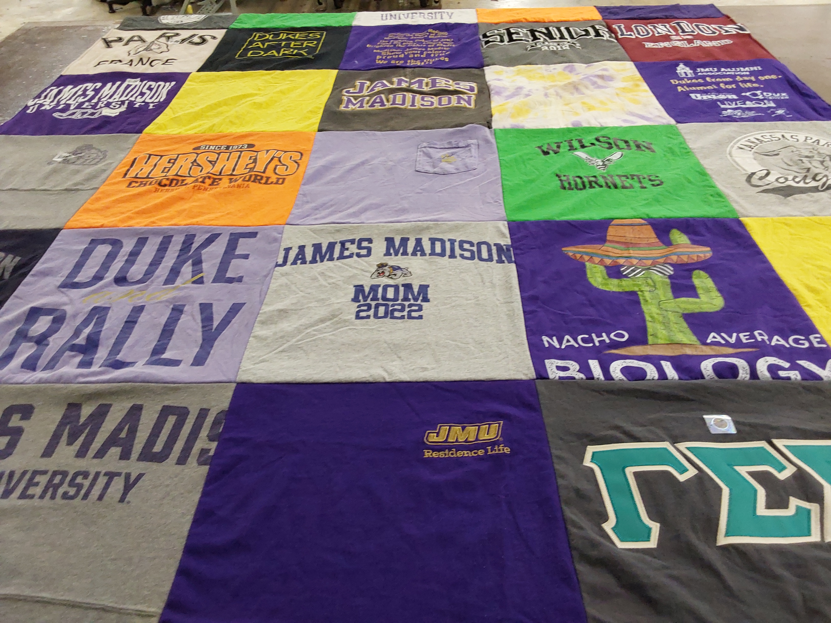 T-shirt quilt from james madison university by Chris from VA
