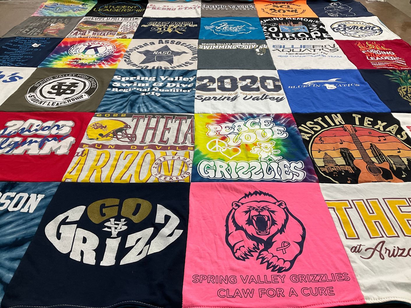 T-shirt quilt featuring spring valley grizzlies, arizona state sun devils by Kari from NV